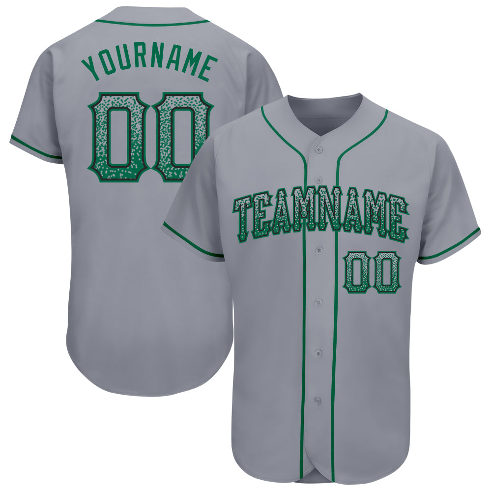 Custom Gray Kelly Green-Black Authentic Drift Fashion Baseball Jersey - Main View
