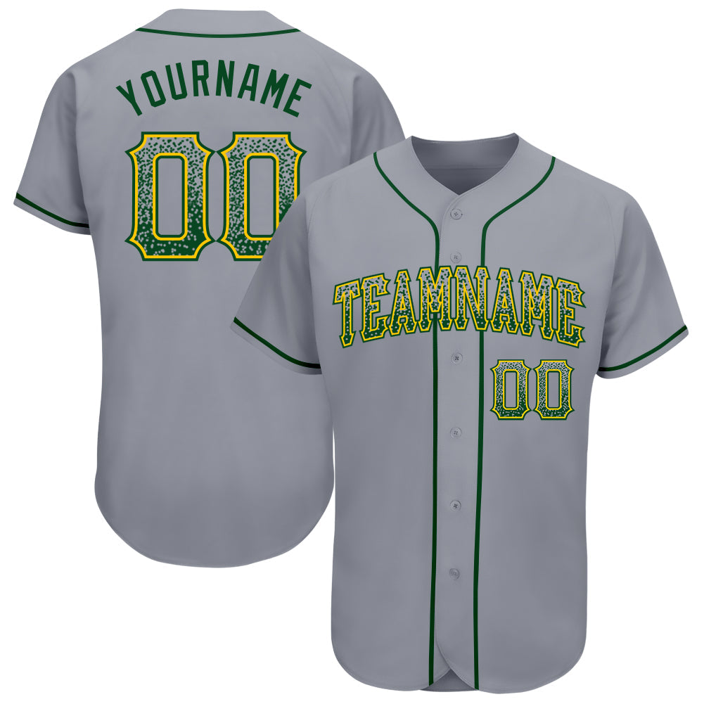 Custom Gray Green-Gold Authentic Drift Fashion Baseball Jersey - Main View
