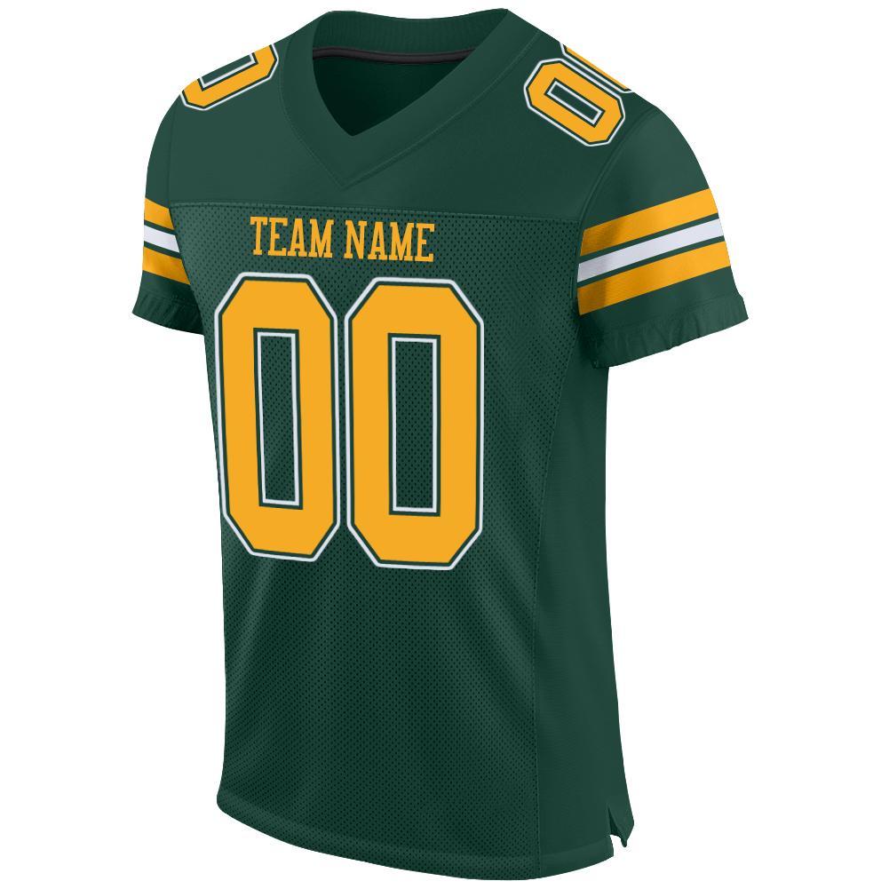 Custom Green Gold-White Mesh Authentic Football Jersey view 2