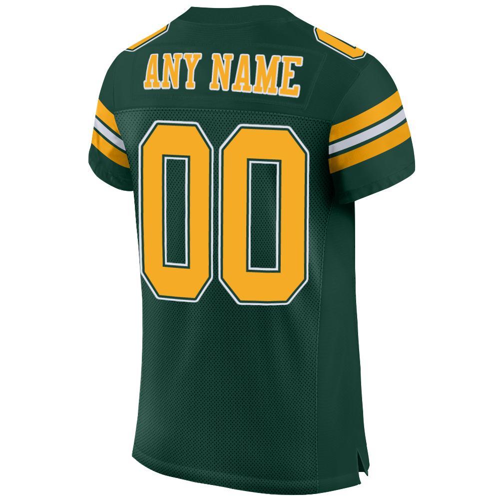 Custom Green Gold-White Mesh Authentic Football Jersey view 3
