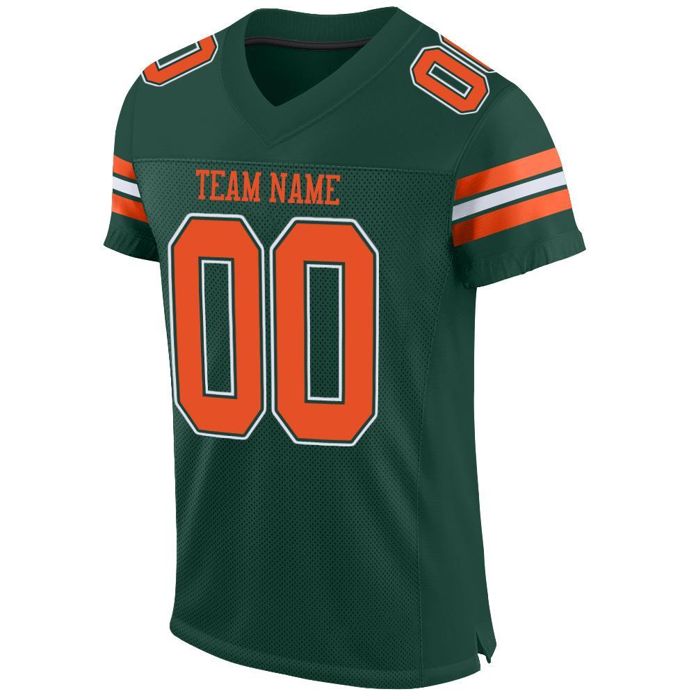 Custom Green Orange-White Mesh Authentic Football Jersey view 2
