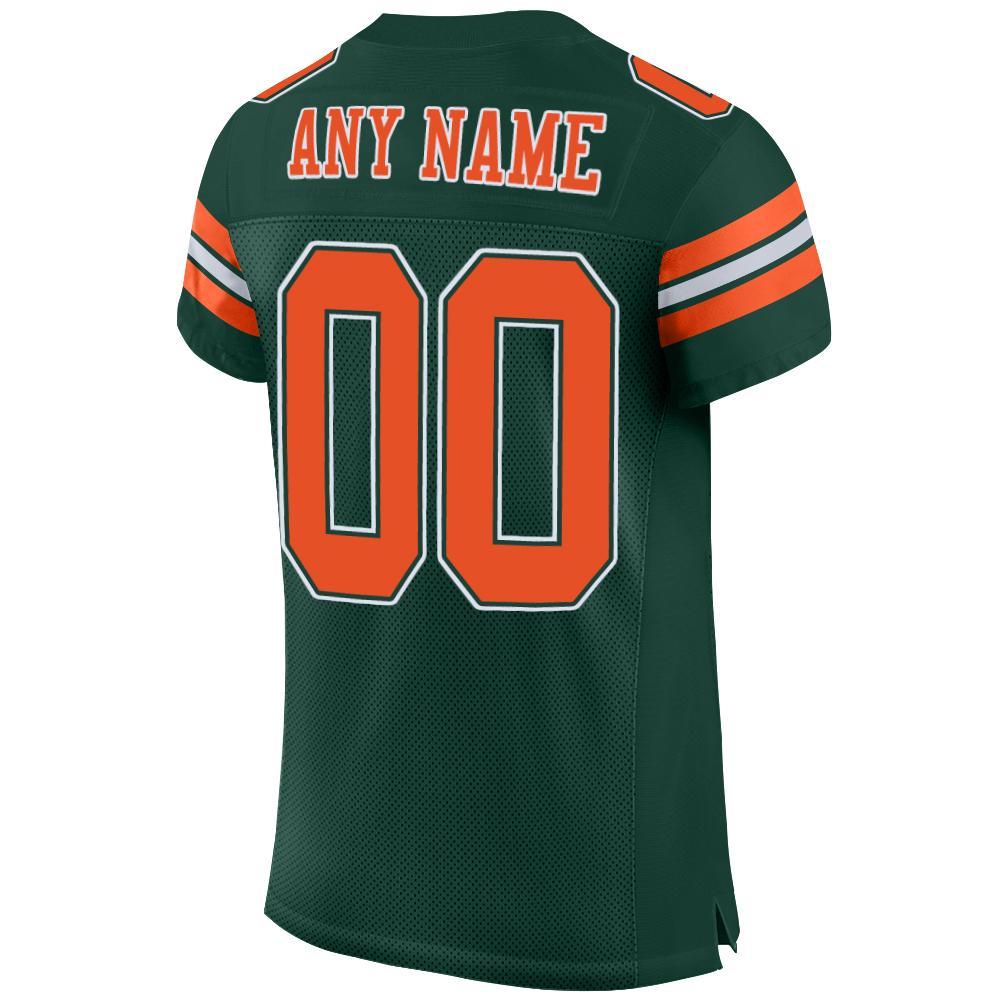 Custom Green Orange-White Mesh Authentic Football Jersey view 3