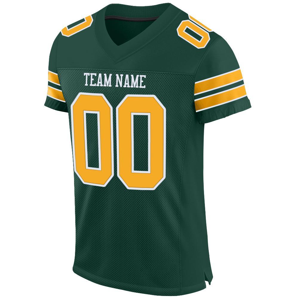 Custom Green Gold-White Mesh Authentic Football Jersey view 2