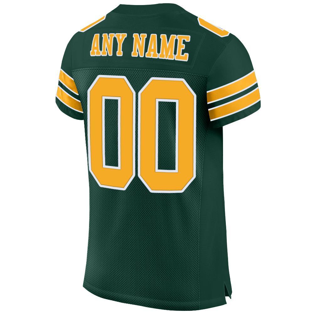 Custom Green Gold-White Mesh Authentic Football Jersey view 3