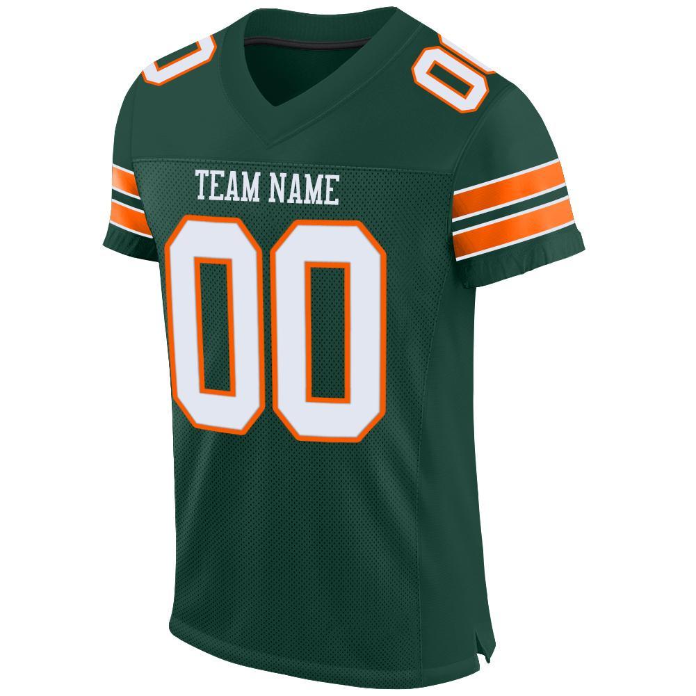Custom Green White-Orange Mesh Authentic Football Jersey view 2