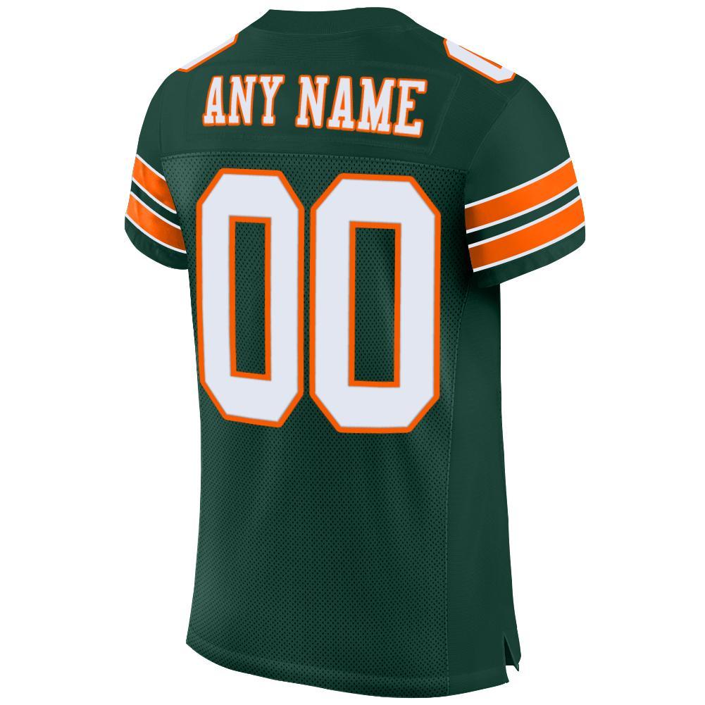 Custom Green White-Orange Mesh Authentic Football Jersey view 3