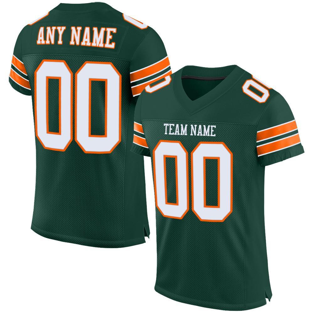Custom Green White-Orange Mesh Authentic Football Jersey - Main View