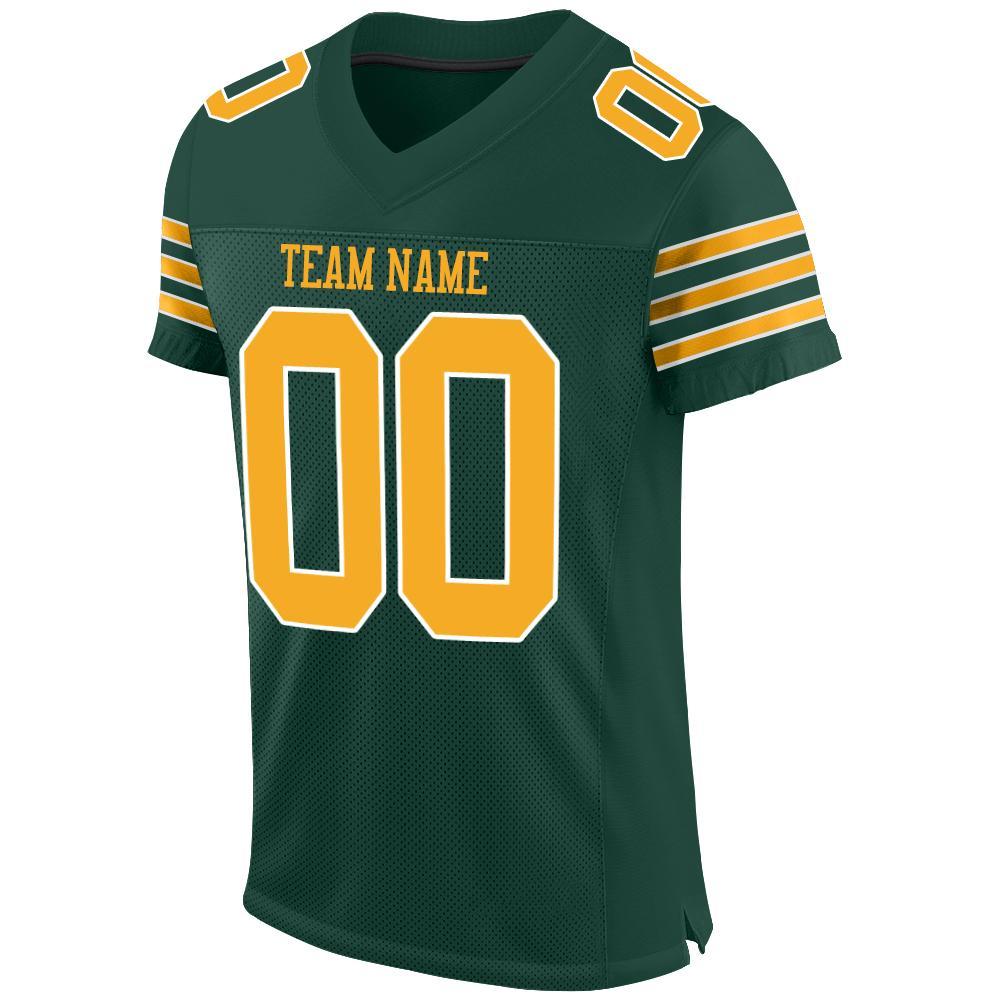 Custom Green Gold-White Mesh Authentic Football Jersey view 2