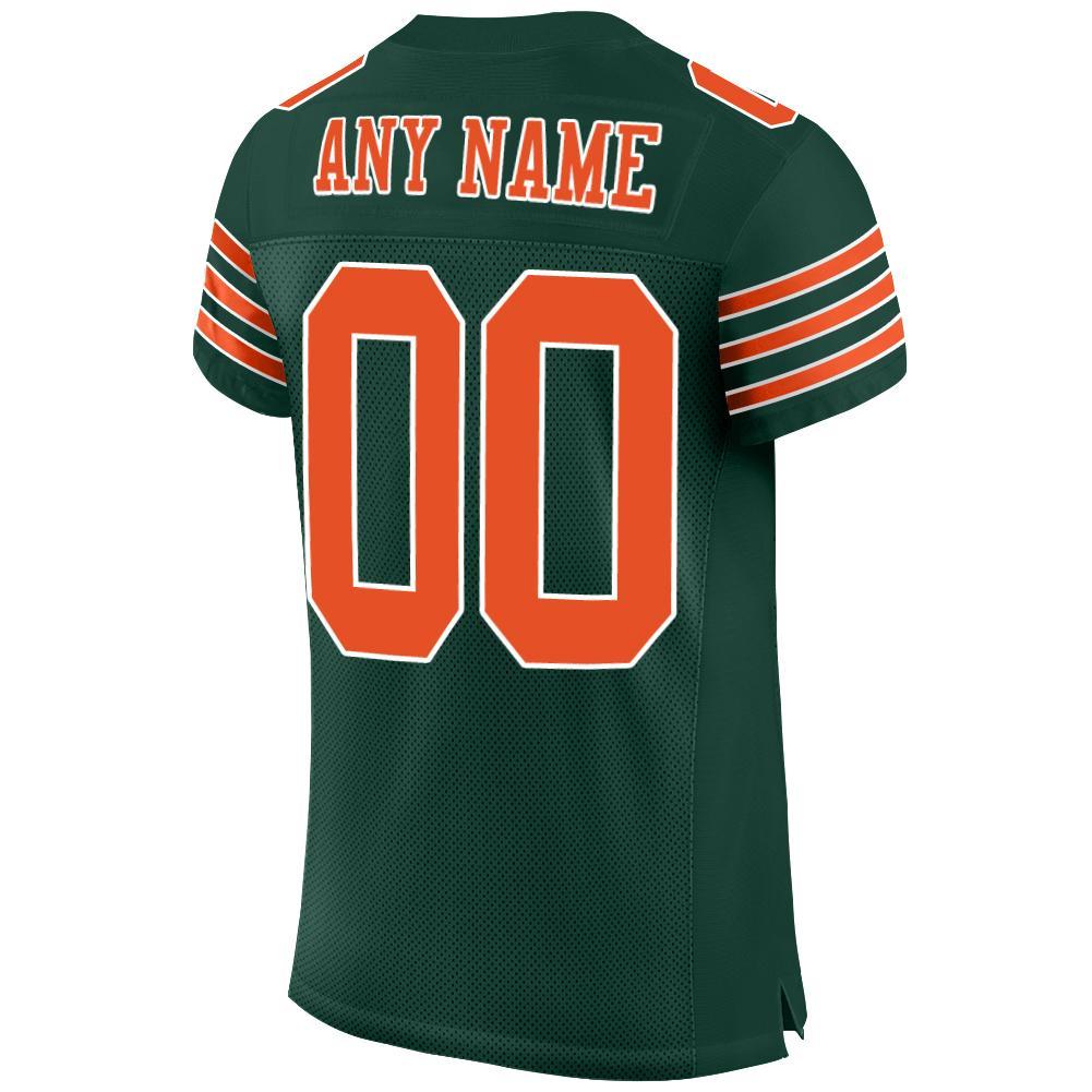 Custom Green Orange-White Mesh Authentic Football Jersey view 3