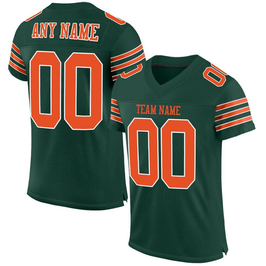 Custom Green Orange-White Mesh Authentic Football Jersey - Main View