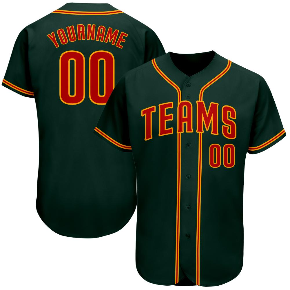 Custom Green Red-Gold Authentic Baseball Jersey - Main View
