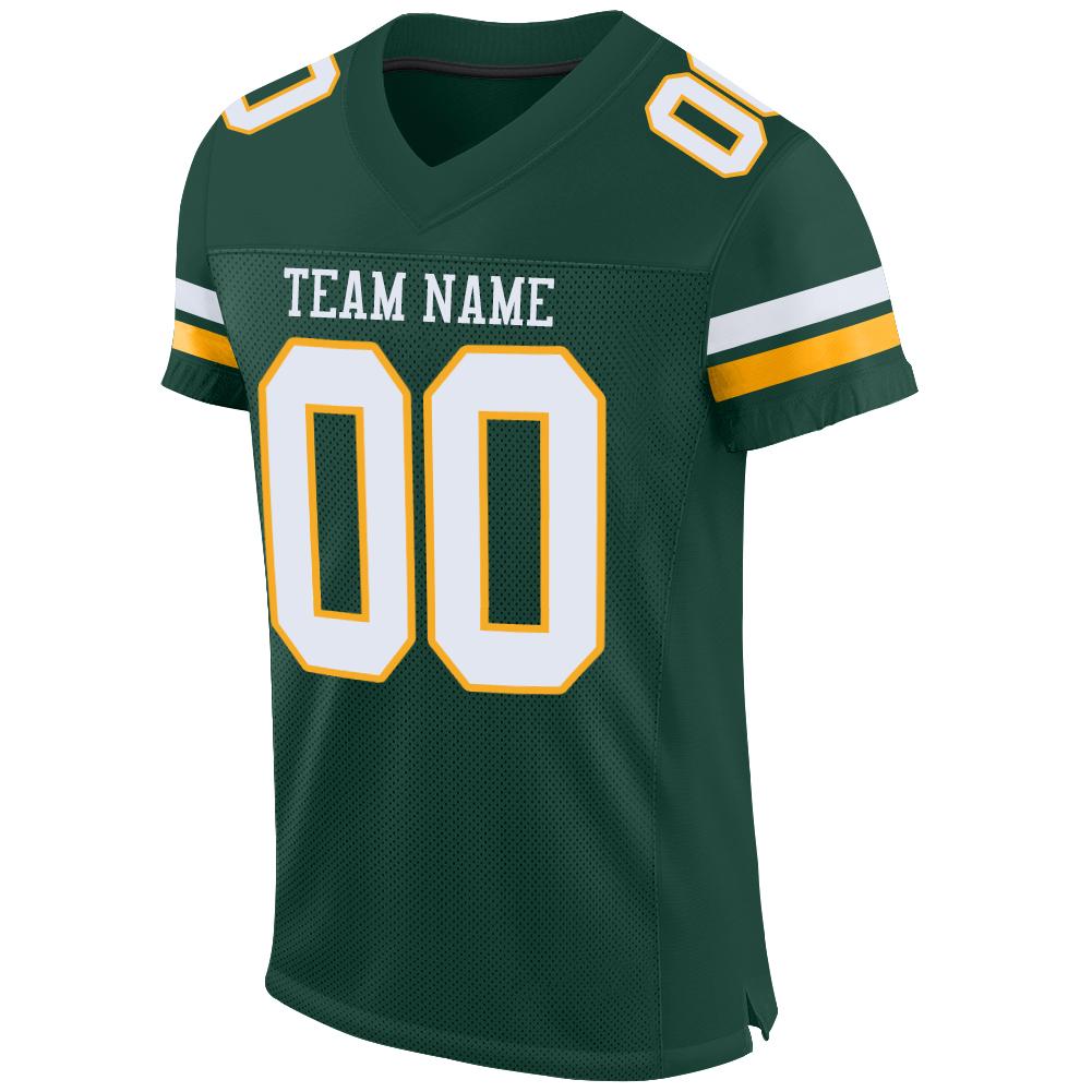 Custom Green White-Gold Mesh Authentic Football Jersey view 2