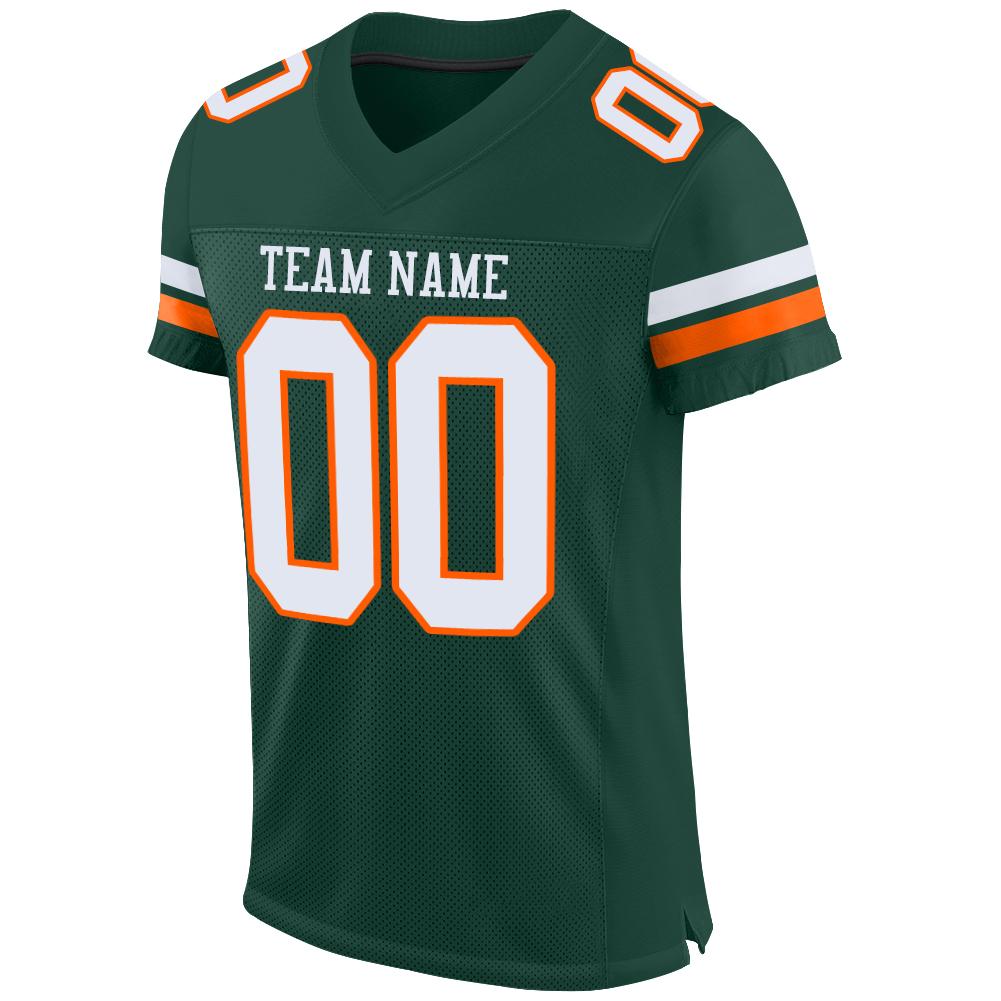 Custom Green White-Orange Mesh Authentic Football Jersey view 2