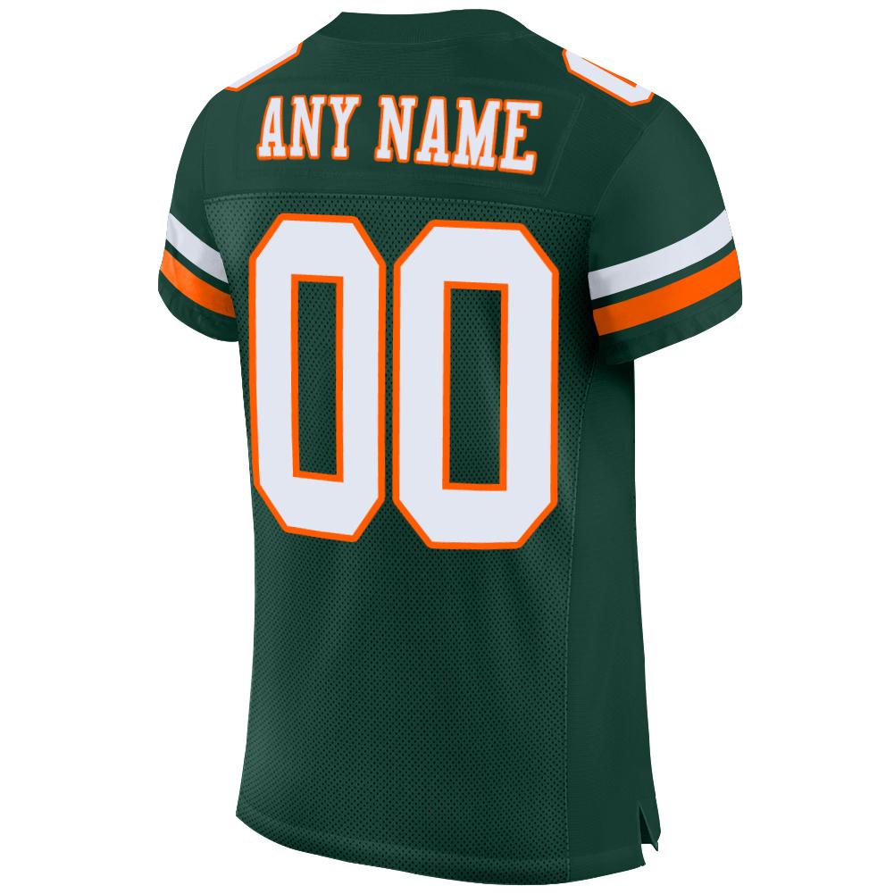 Custom Green White-Orange Mesh Authentic Football Jersey view 3