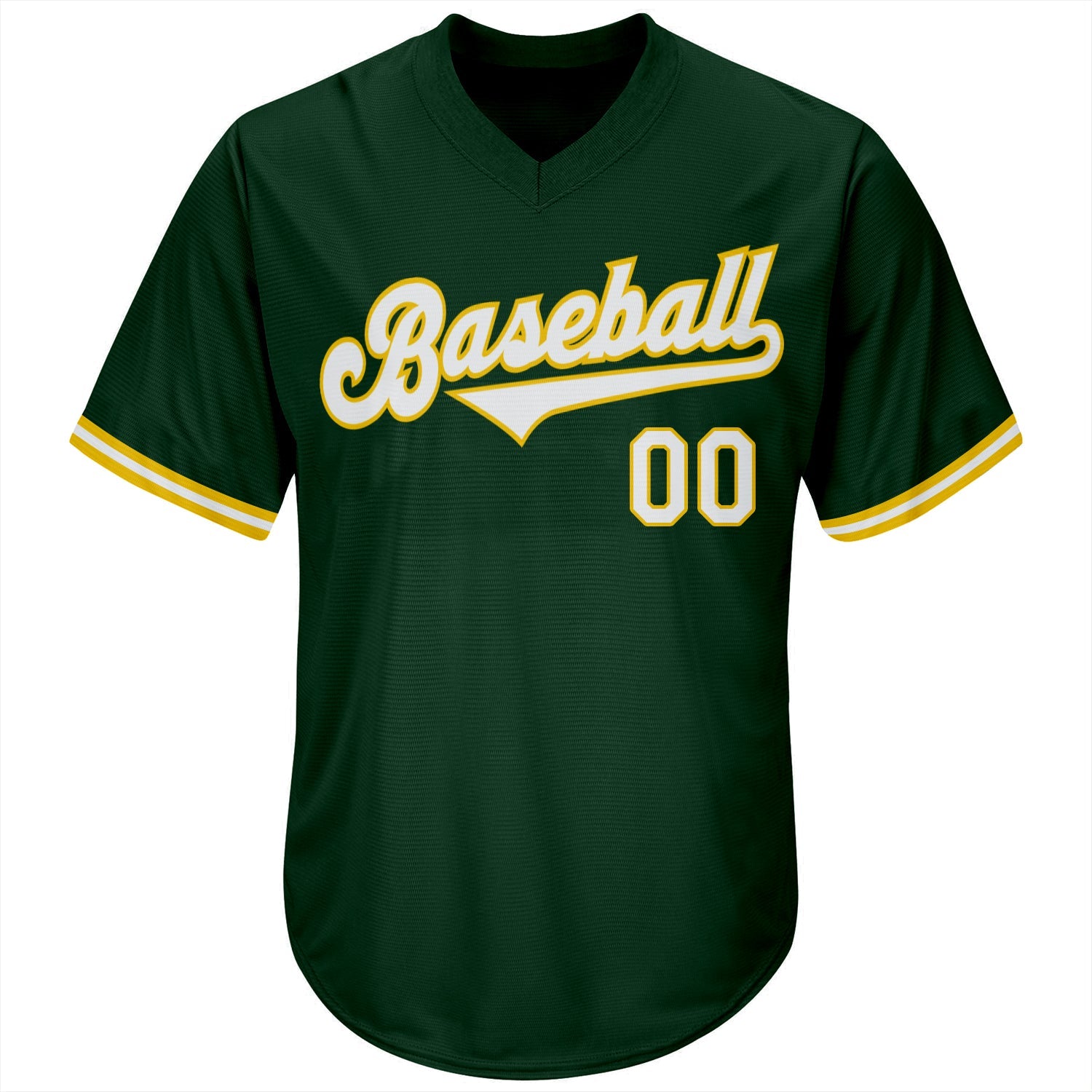 Custom Green White-Gold Authentic Throwback Rib-Knit Baseball Jersey Shirt view 2