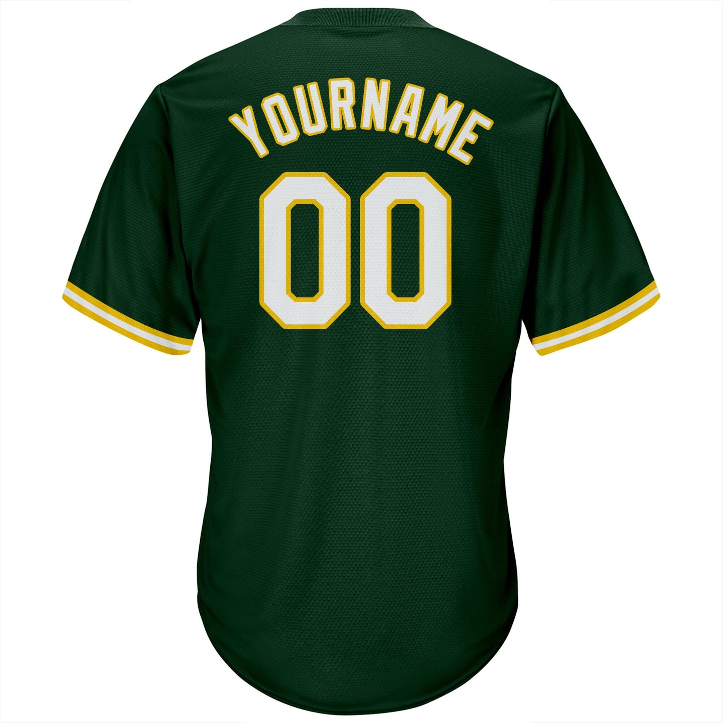 Custom Green White-Gold Authentic Throwback Rib-Knit Baseball Jersey Shirt view 3
