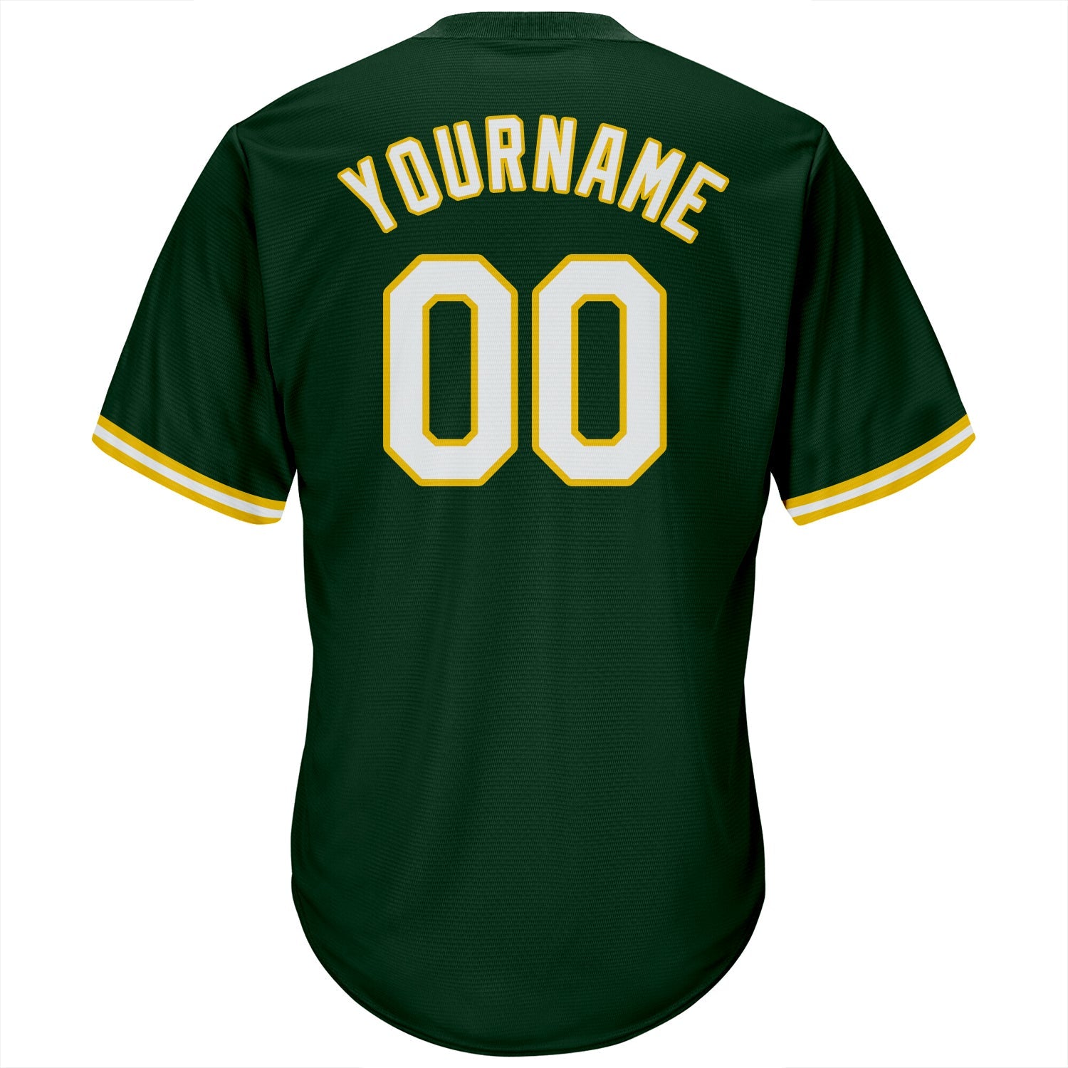 Custom Green White-Gold Authentic Throwback Rib-Knit Baseball Jersey Shirt view 3