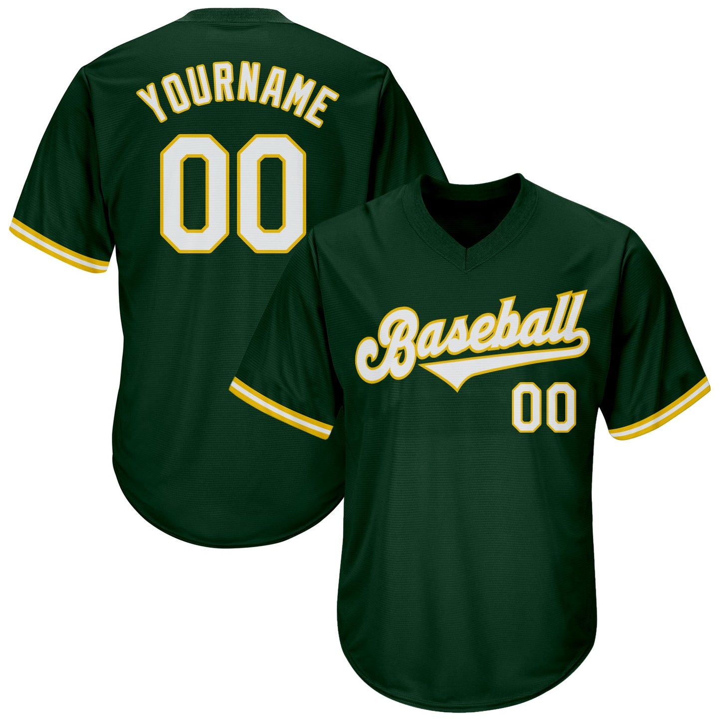Custom Green White-Gold Authentic Throwback Rib-Knit Baseball Jersey Shirt - Main View