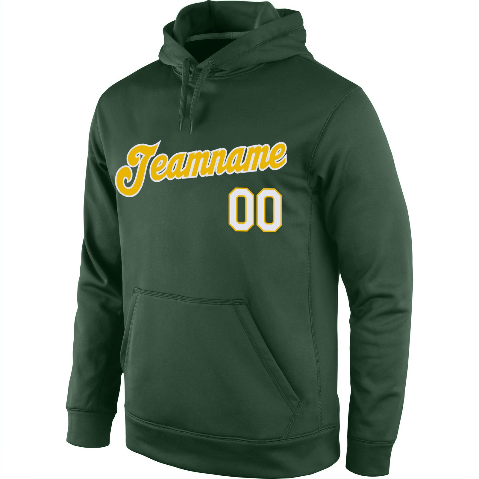 Custom Stitched Green Gold-White Sports Pullover Sweatshirt Hoodie view 2