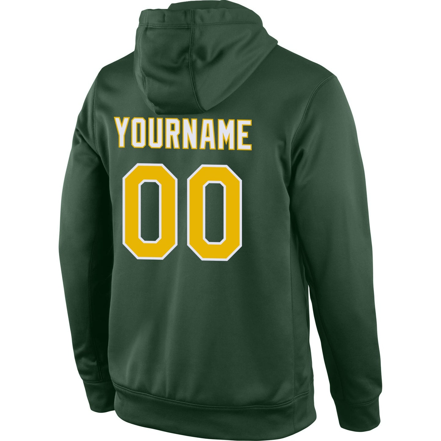 Custom Stitched Green Gold-White Sports Pullover Sweatshirt Hoodie view 3