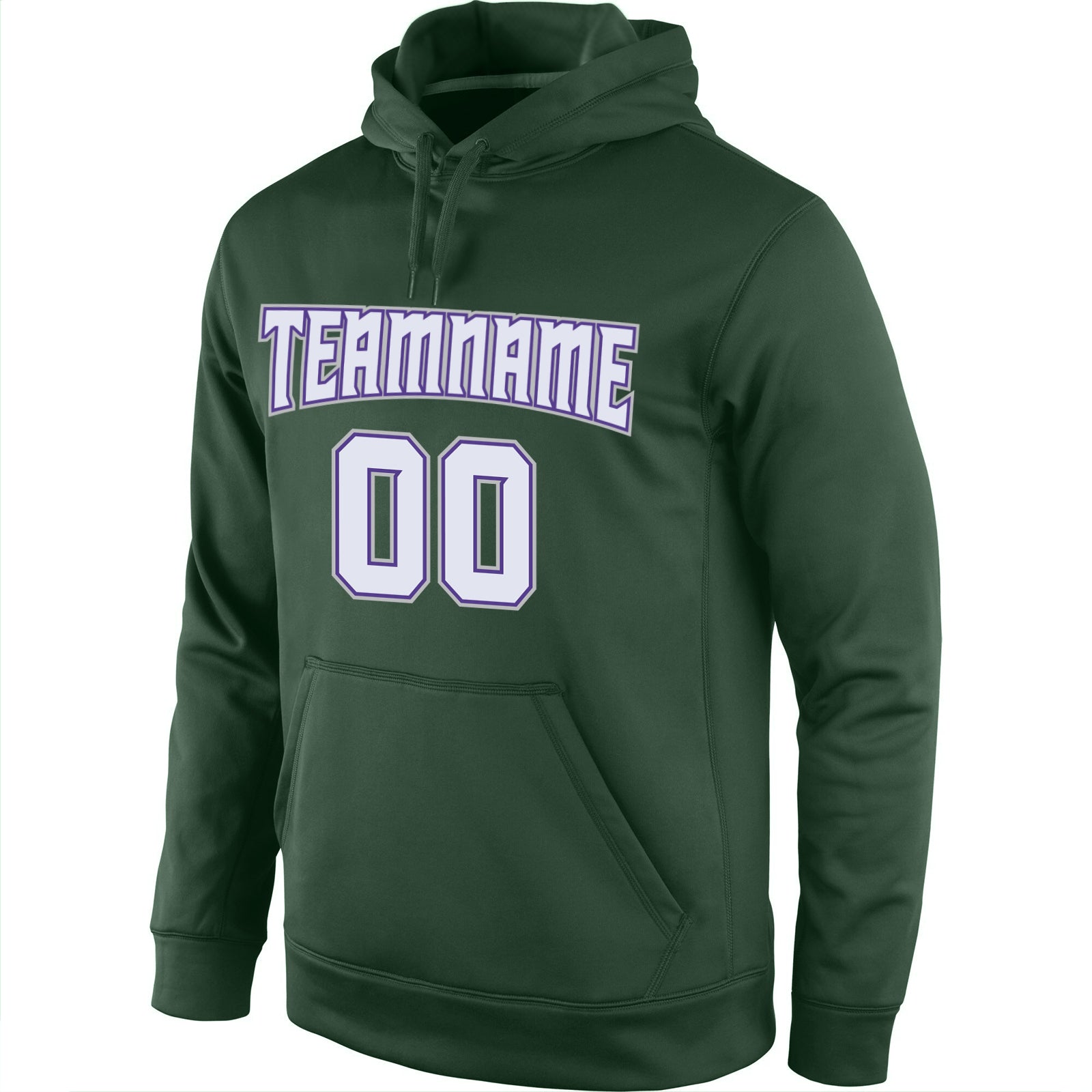 Custom Stitched Green White-Purple Sports Pullover Sweatshirt Hoodie view 2