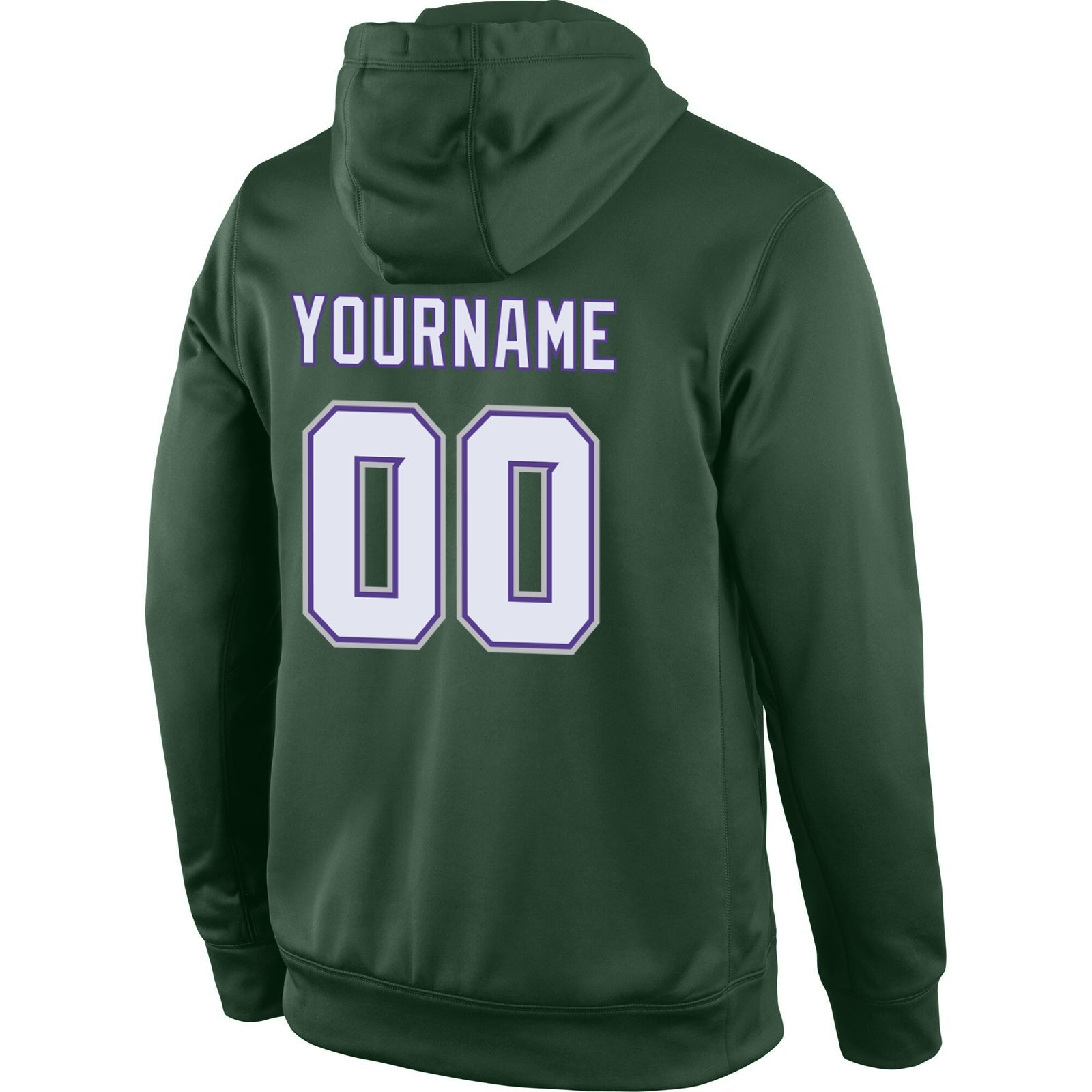 Custom Stitched Green White-Purple Sports Pullover Sweatshirt Hoodie view 3