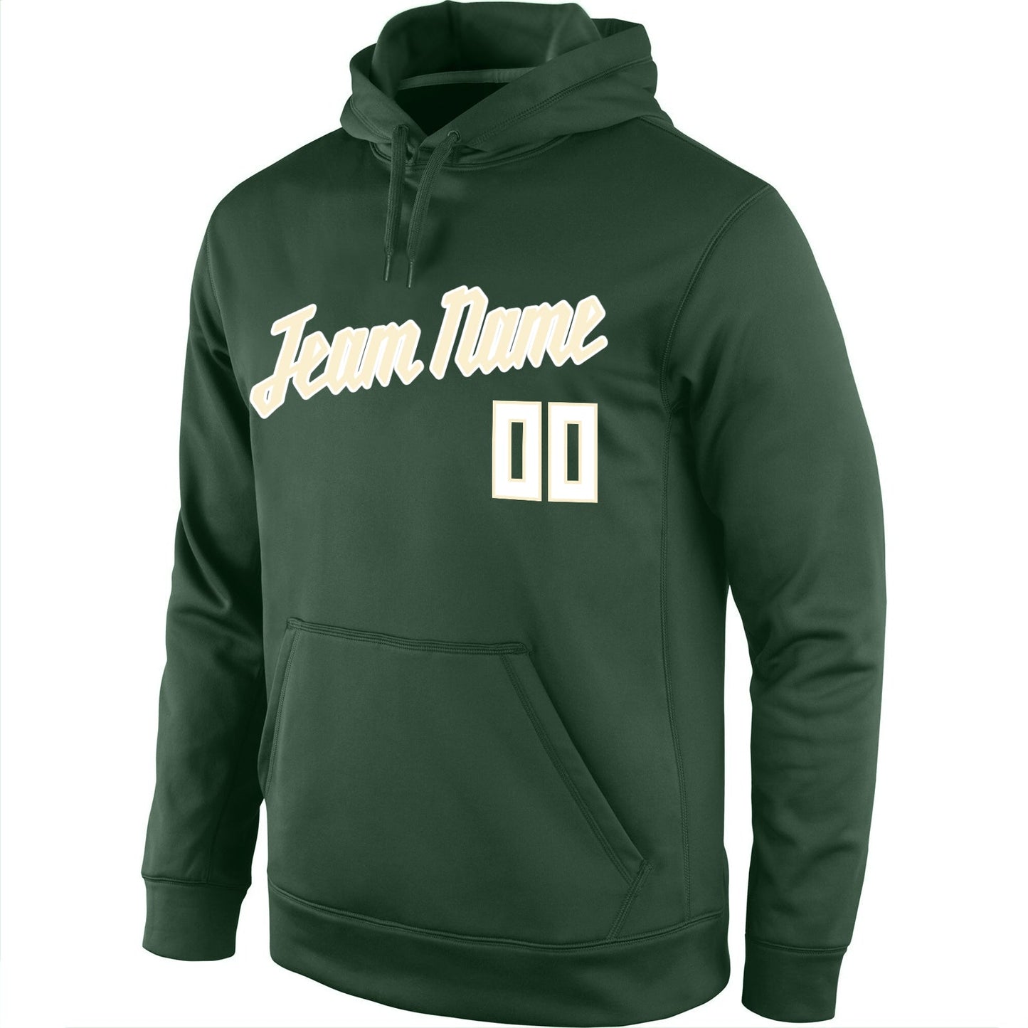 Custom Stitched Green White-Cream Sports Pullover Sweatshirt Hoodie view 2