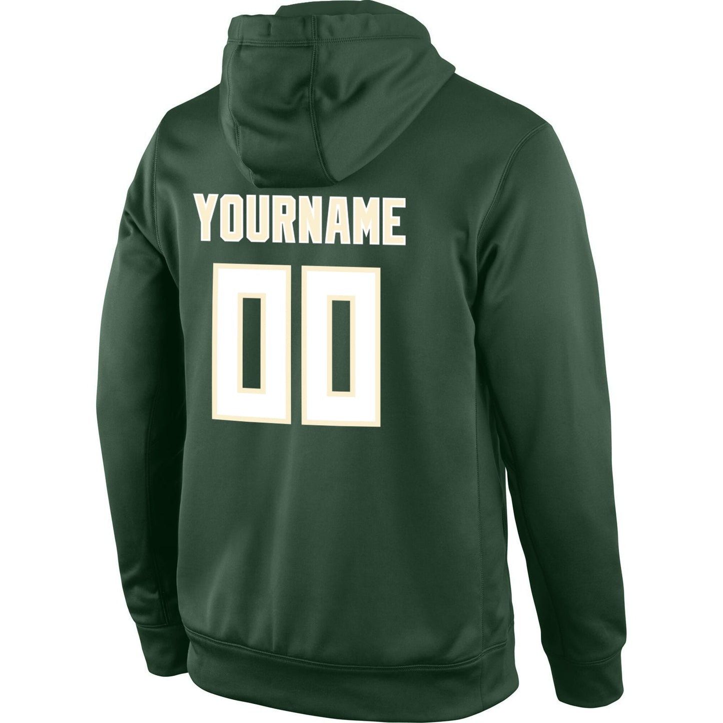 Custom Stitched Green White-Cream Sports Pullover Sweatshirt Hoodie view 3