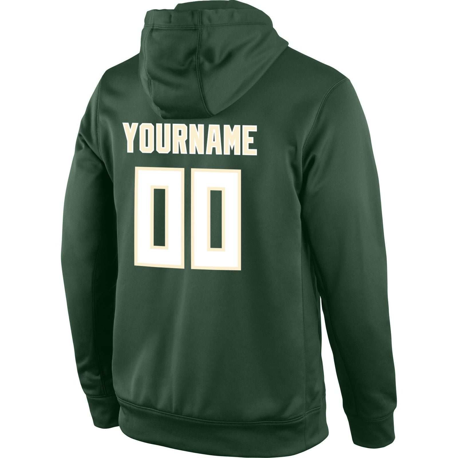 Custom Stitched Green White-Cream Sports Pullover Sweatshirt Hoodie view 3