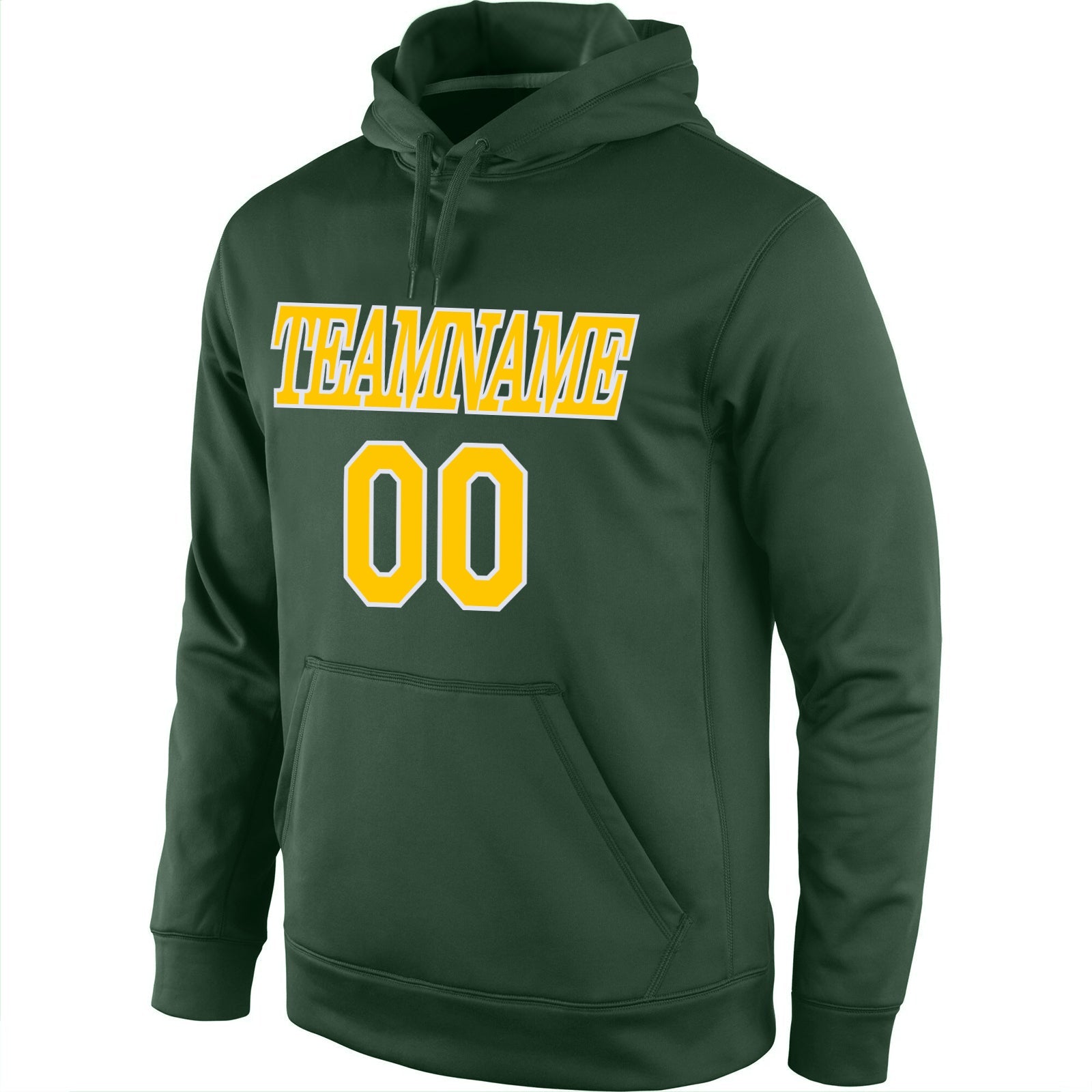 Custom Stitched Green Gold-White Sports Pullover Sweatshirt Hoodie view 2