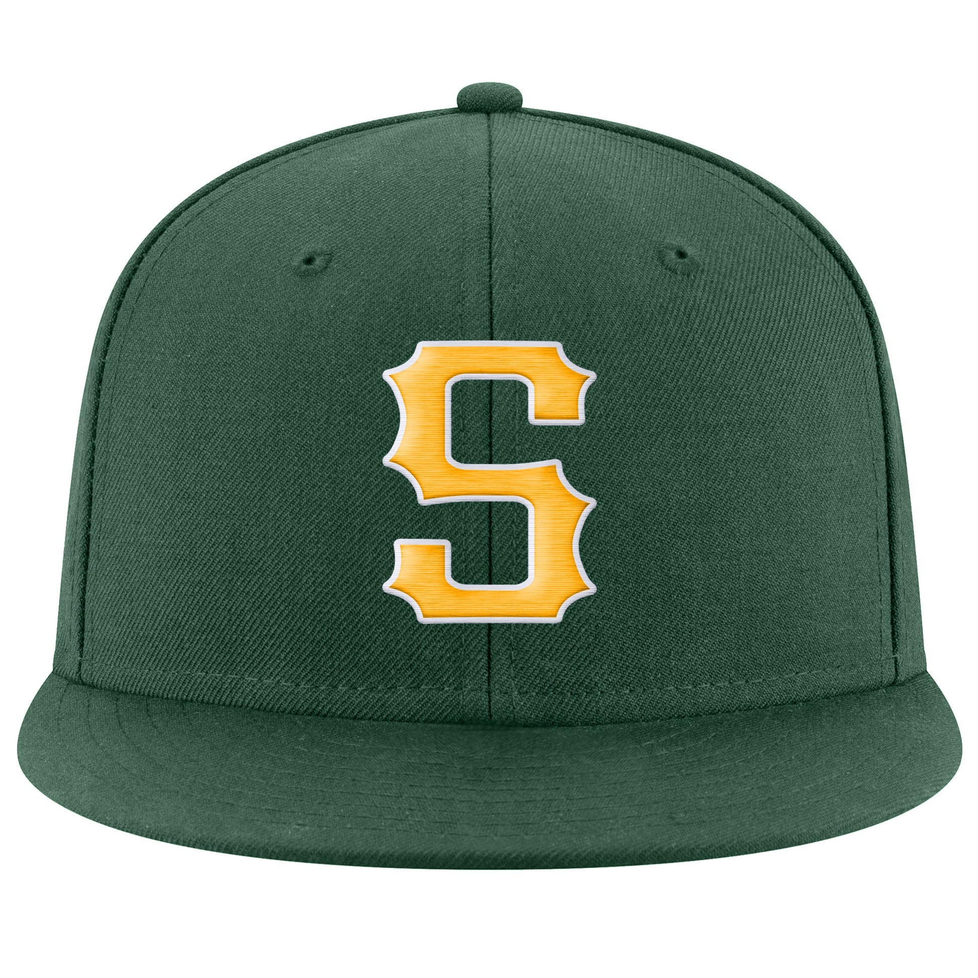 Custom Green Gold-White Stitched Adjustable Snapback Hat view 2