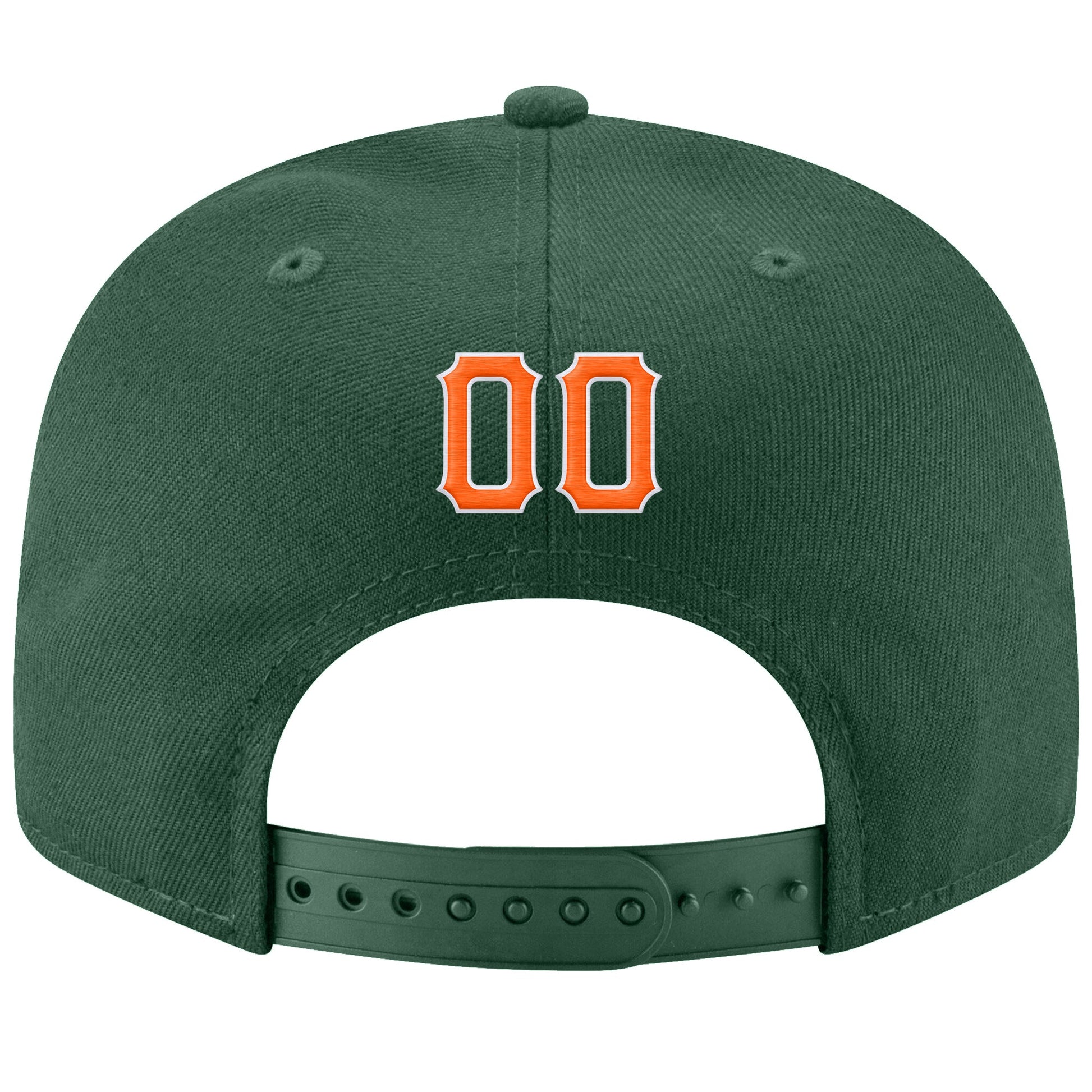 Custom Green Orange-White Stitched Adjustable Snapback Hat view 3