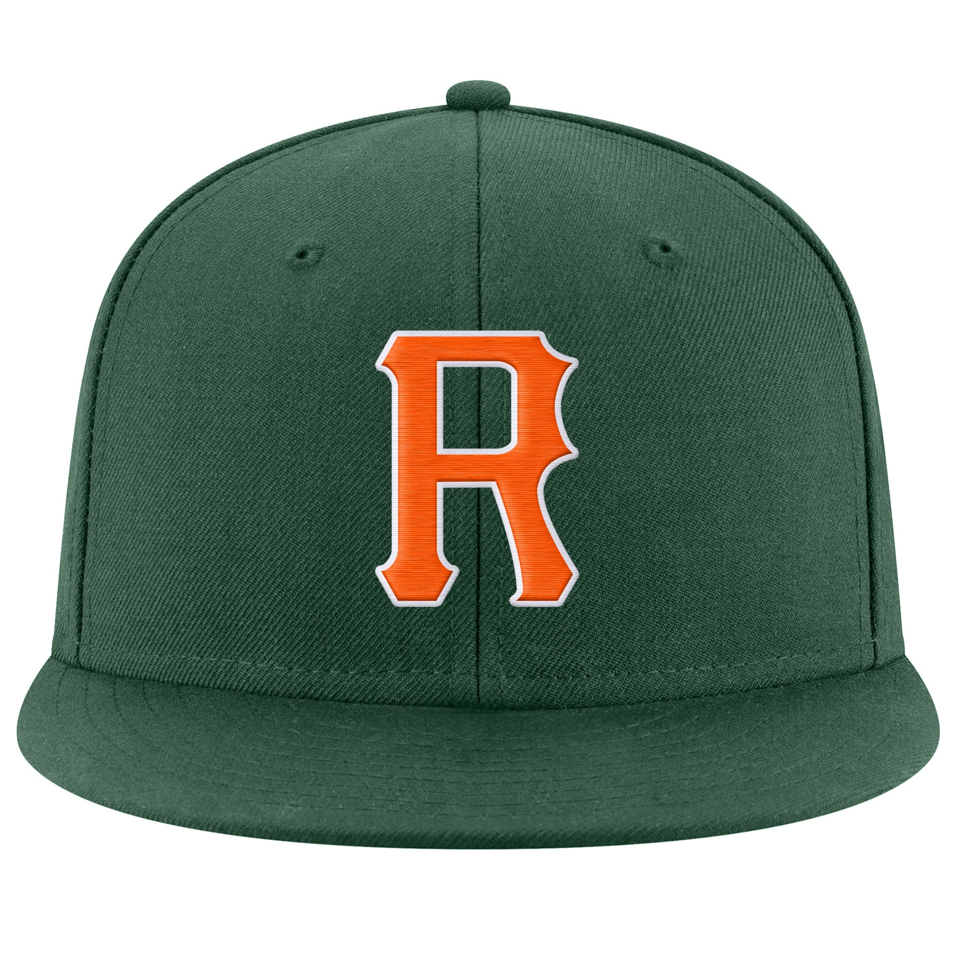 Custom Green Orange-White Stitched Adjustable Snapback Hat view 2
