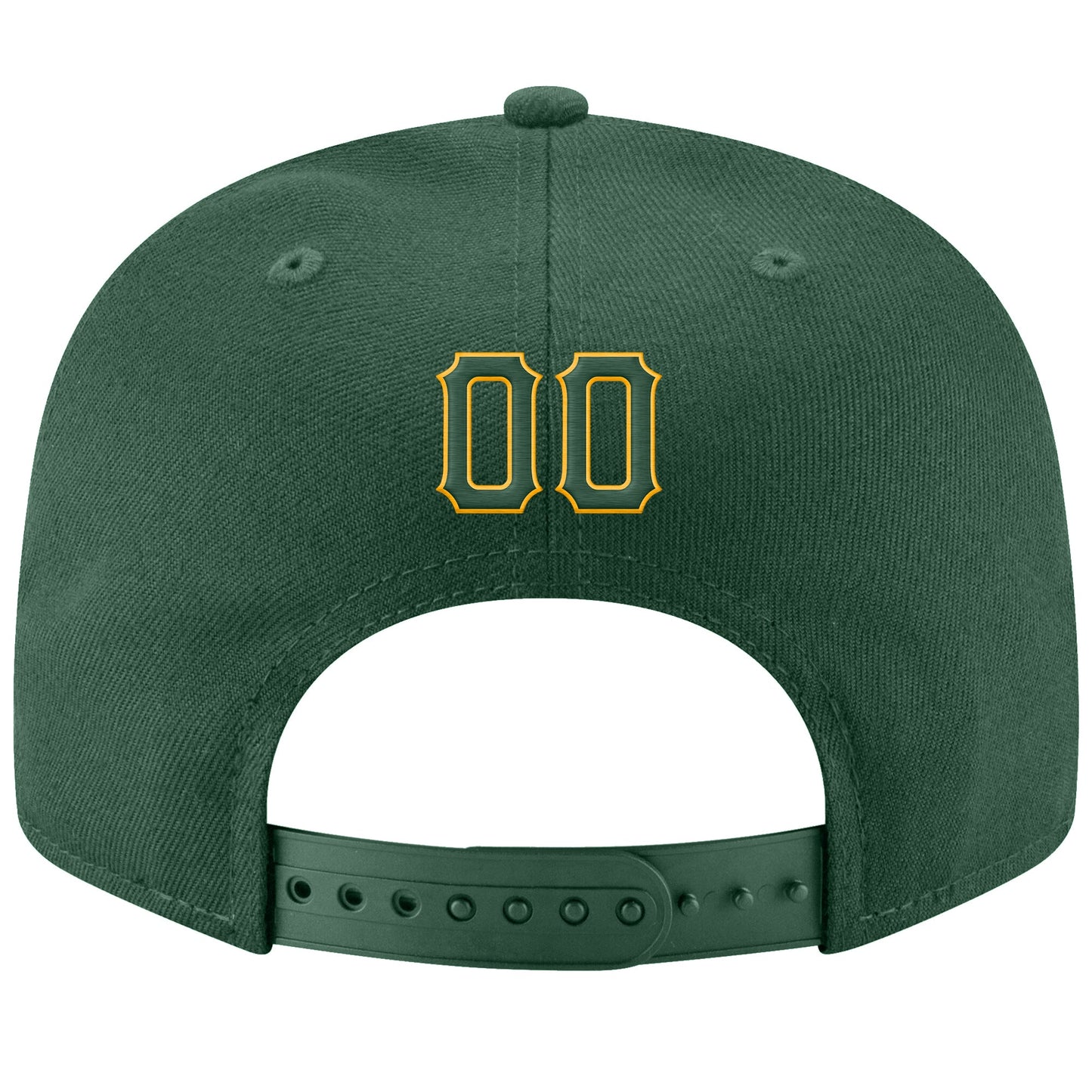 Custom Green Green-Gold Stitched Adjustable Snapback Hat view 3