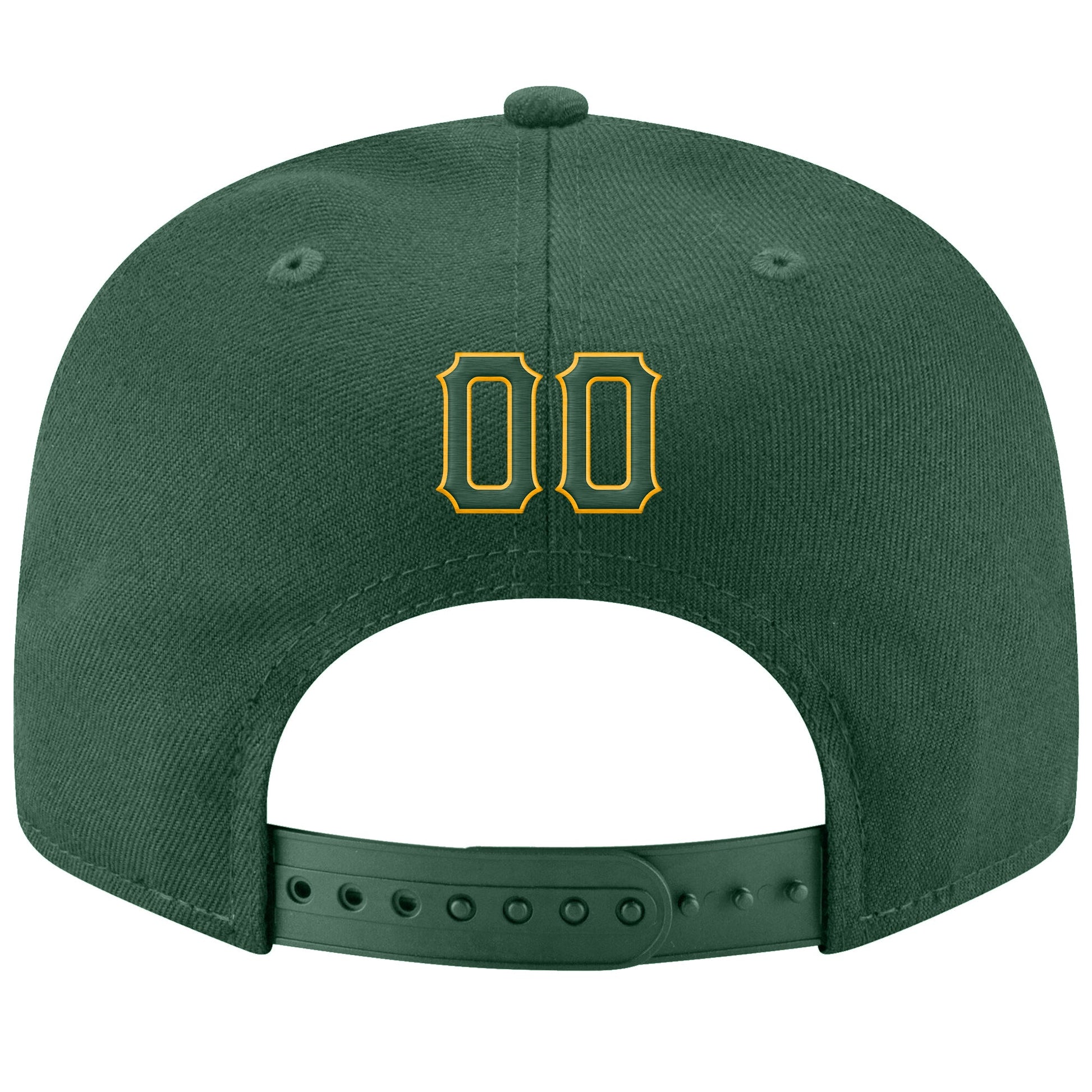 Custom Green Green-Gold Stitched Adjustable Snapback Hat view 3