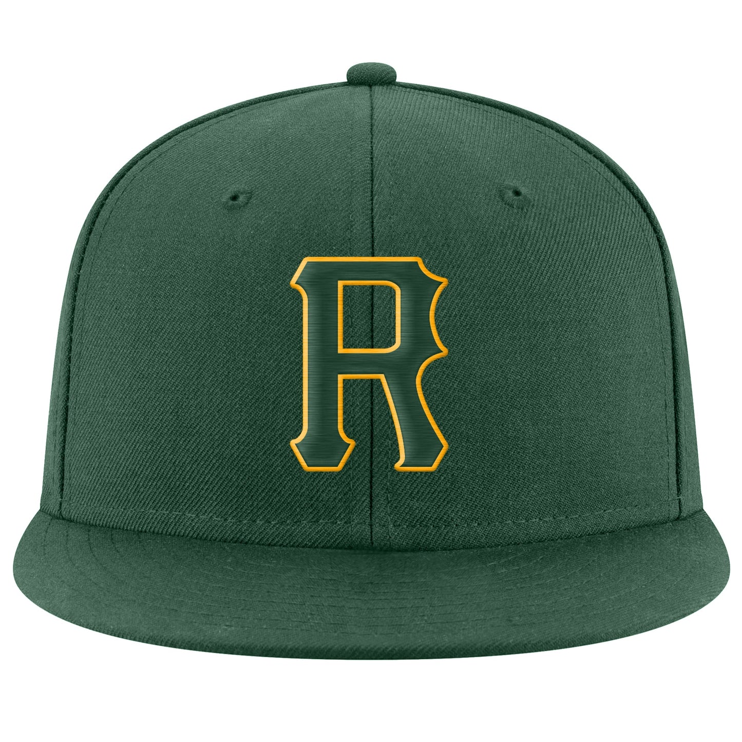 Custom Green Green-Gold Stitched Adjustable Snapback Hat view 2