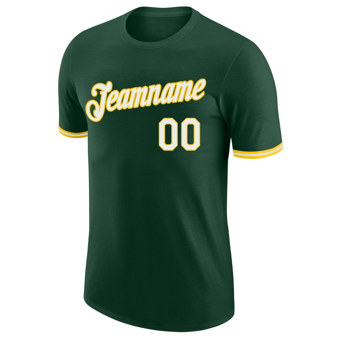 Custom Green White-Gold Performance T-Shirt view 5