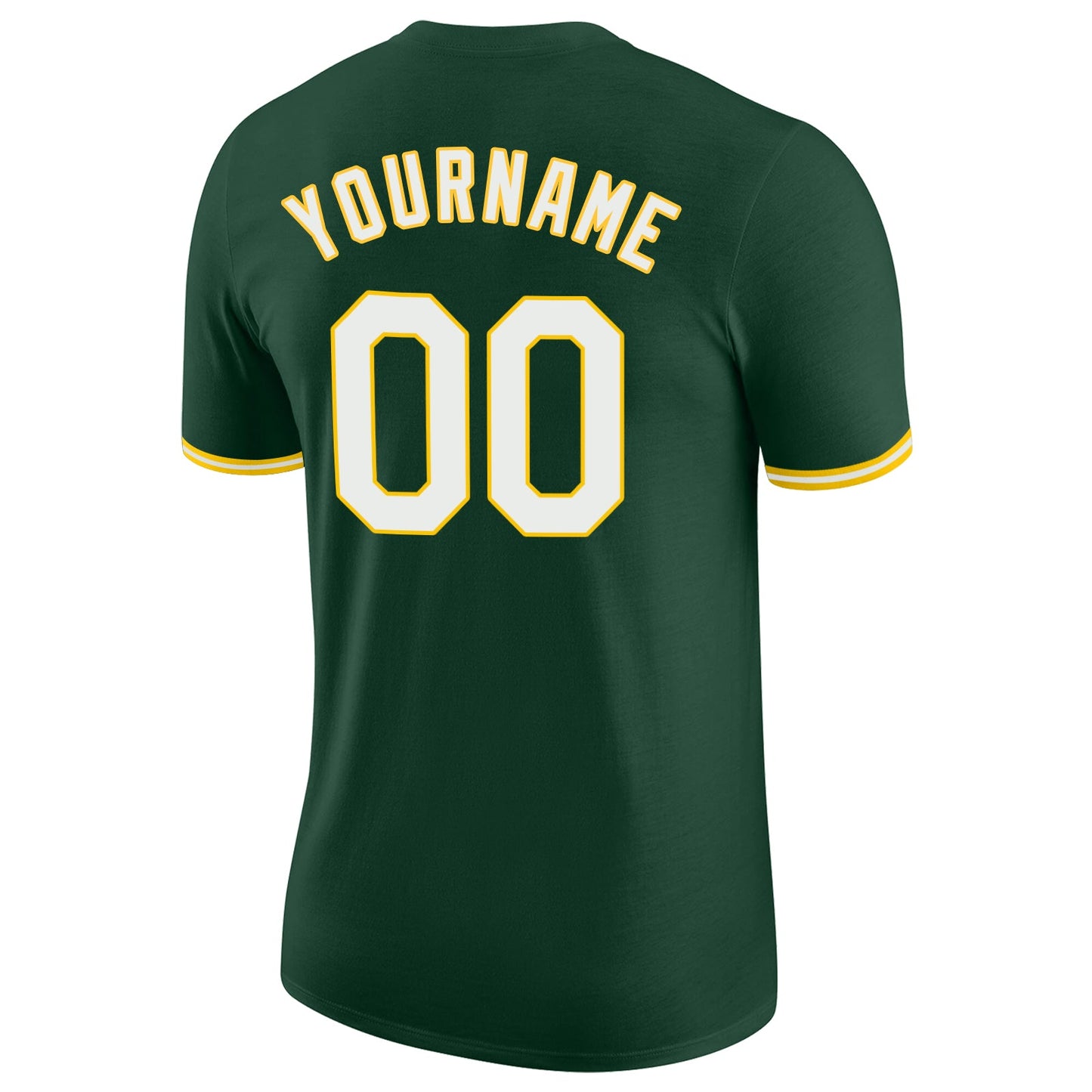 Custom Green White-Gold Performance T-Shirt view 6