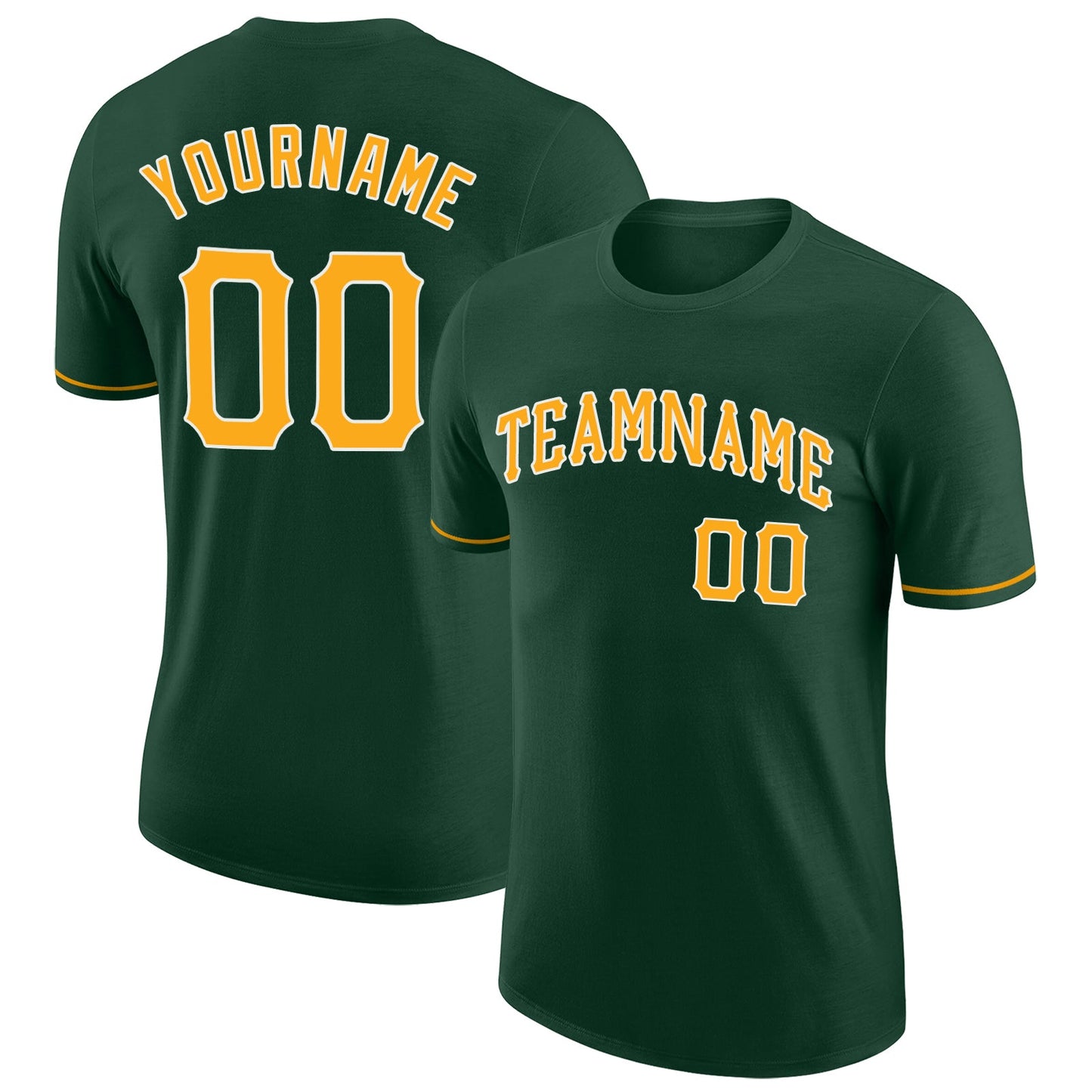 Custom Green Gold-White Performance T-Shirt - Main View