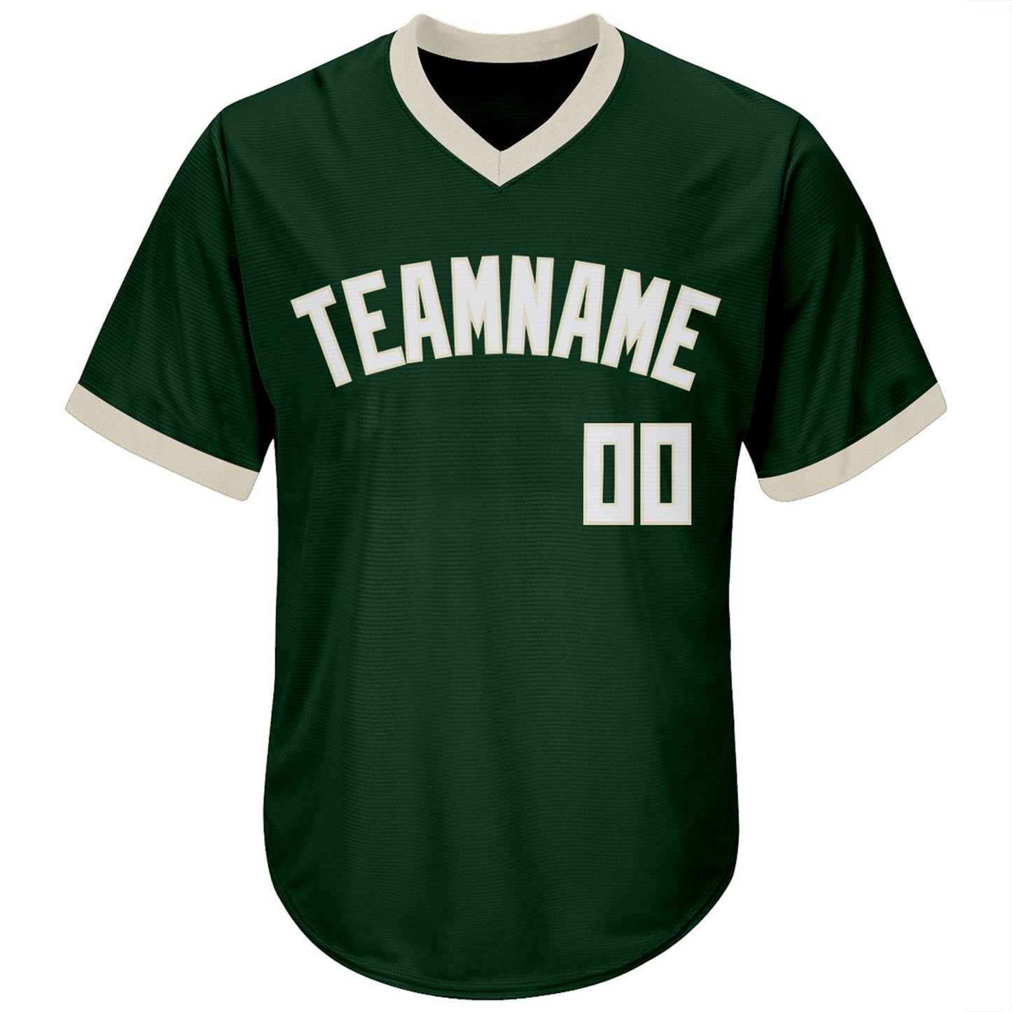 Custom Green White-Cream Authentic Throwback Rib-Knit Baseball Jersey Shirt view 3