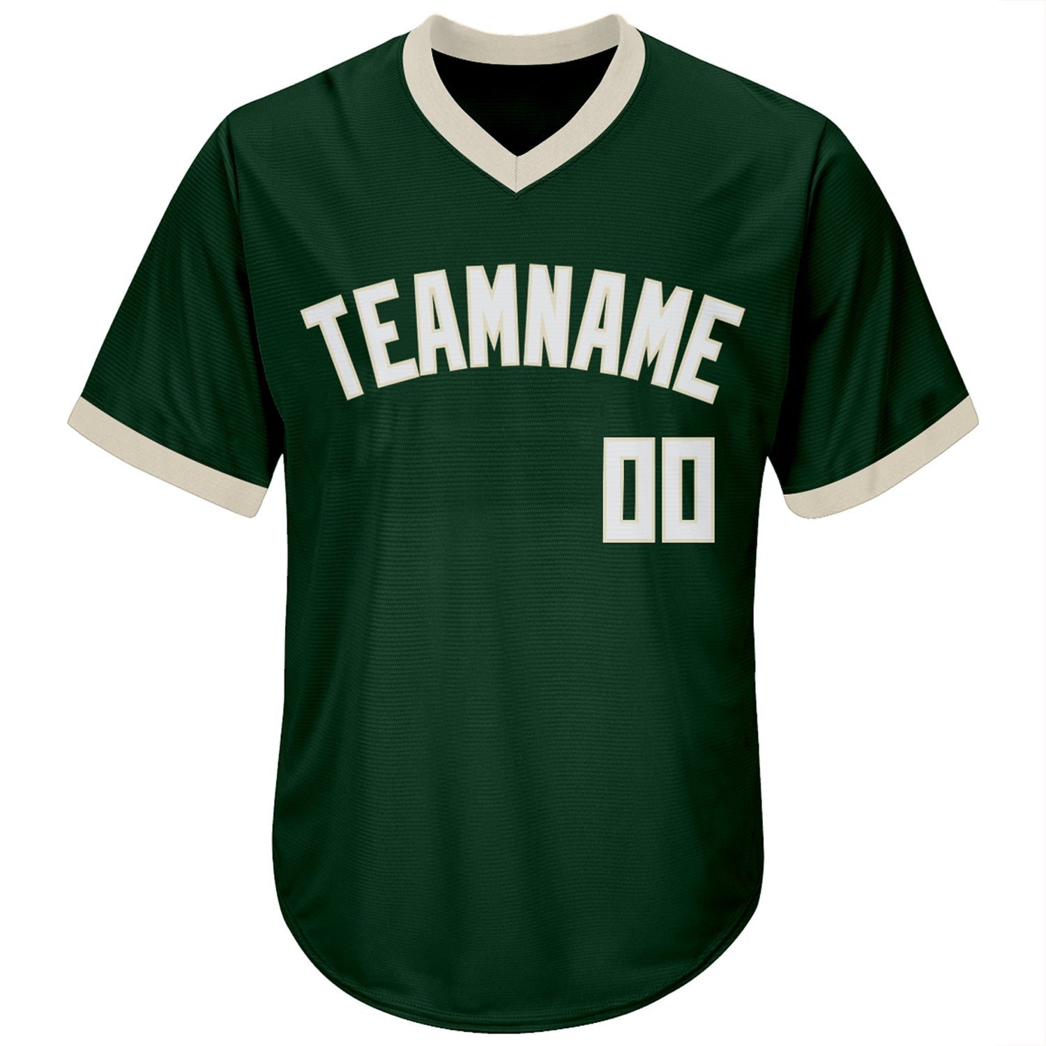 Custom Green White-Cream Authentic Throwback Rib-Knit Baseball Jersey Shirt view 3