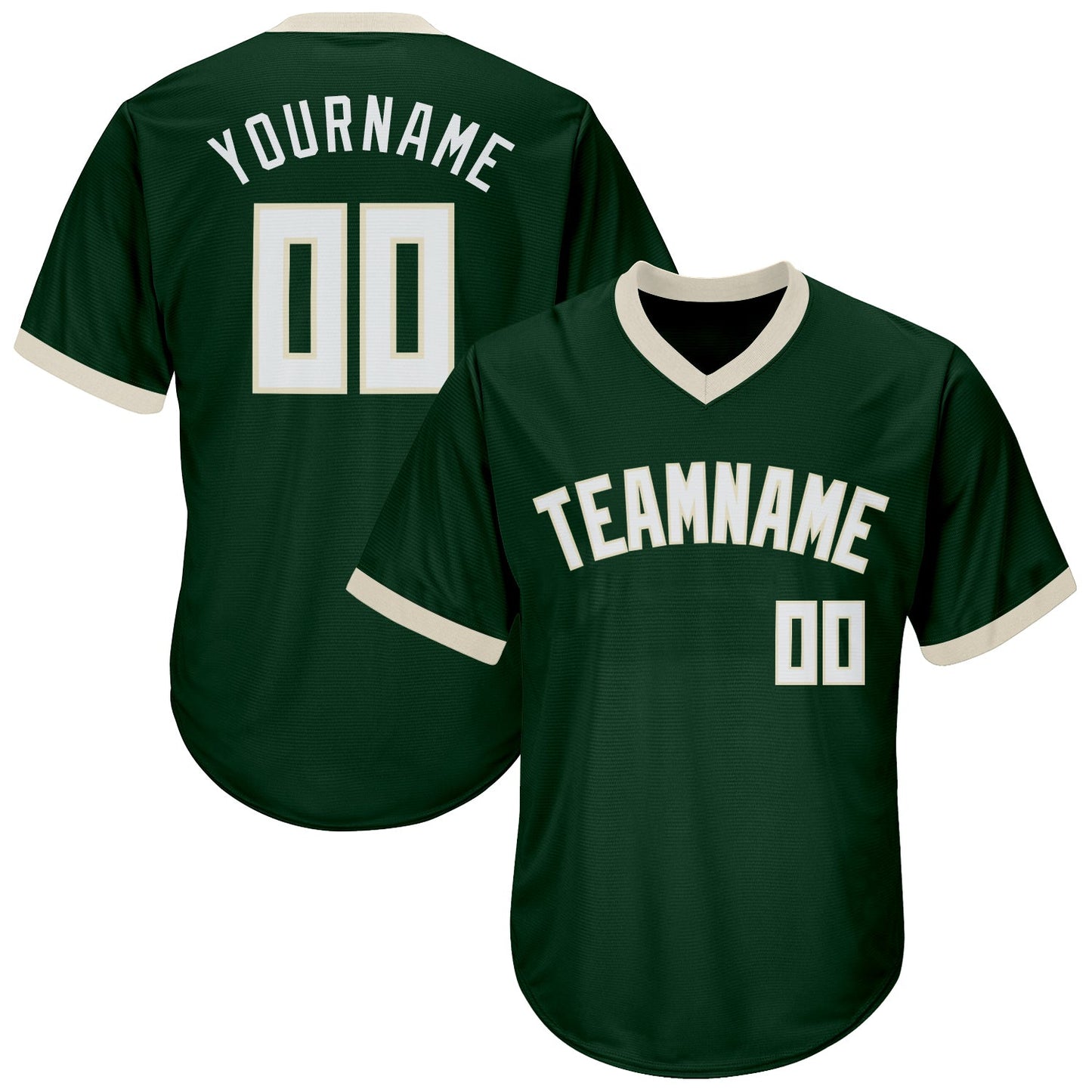 Custom Green White-Cream Authentic Throwback Rib-Knit Baseball Jersey Shirt - Main View