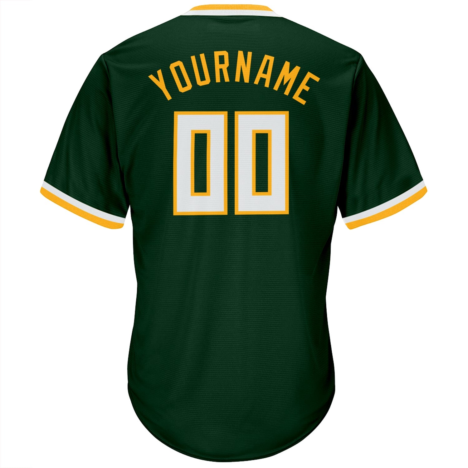 Custom Green White-Gold Authentic Throwback Rib-Knit Baseball Jersey Shirt view 3