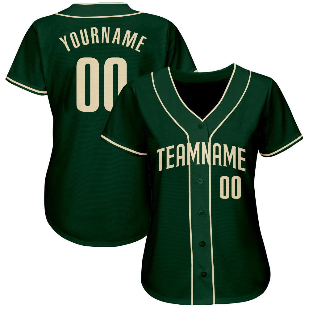 Custom Green Cream Authentic Baseball Jersey view 2