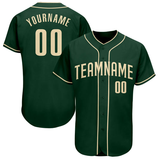 Custom Green Cream Authentic Baseball Jersey - Main View