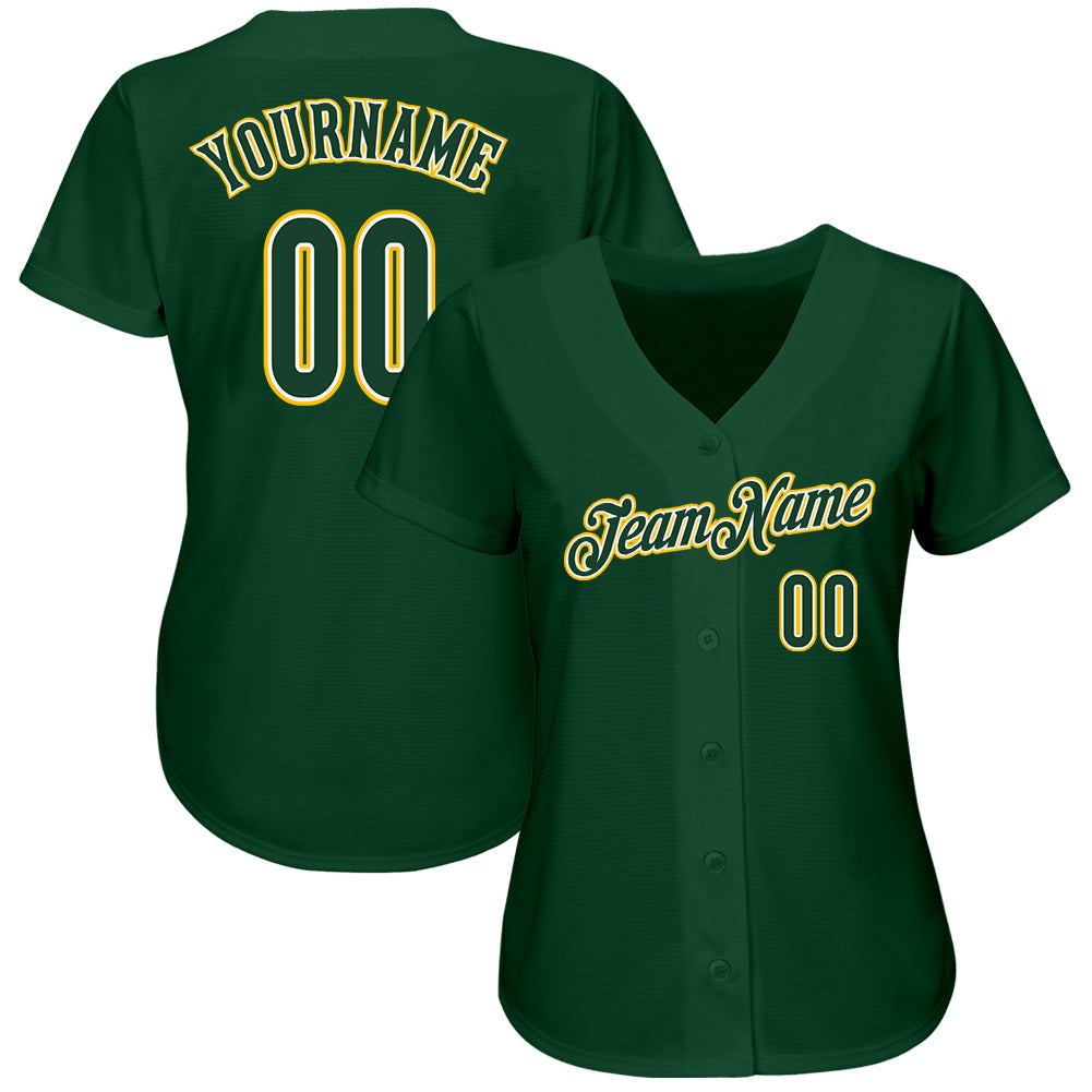 Custom Green Green-Gold Authentic Baseball Jersey view 2