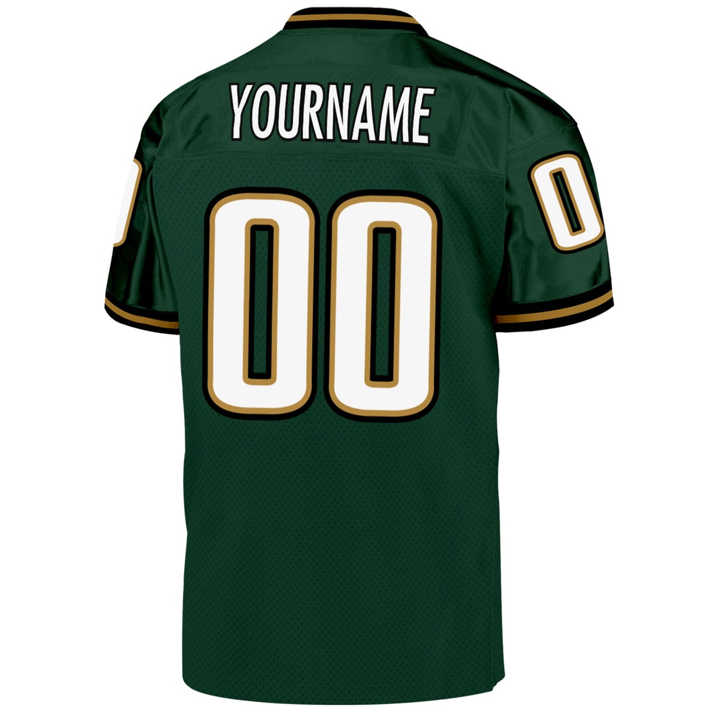 Custom Green White-Old Gold Mesh Authentic Throwback Football Jersey view 3