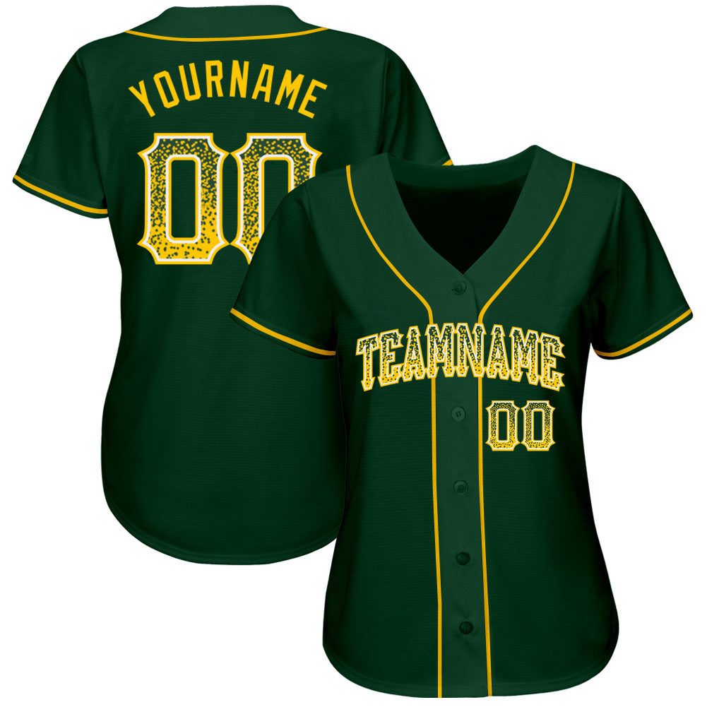 Custom Green Gold-White Authentic Drift Fashion Baseball Jersey view 2
