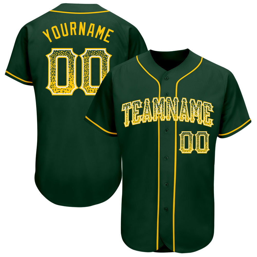Custom Green Gold-White Authentic Drift Fashion Baseball Jersey - Main View