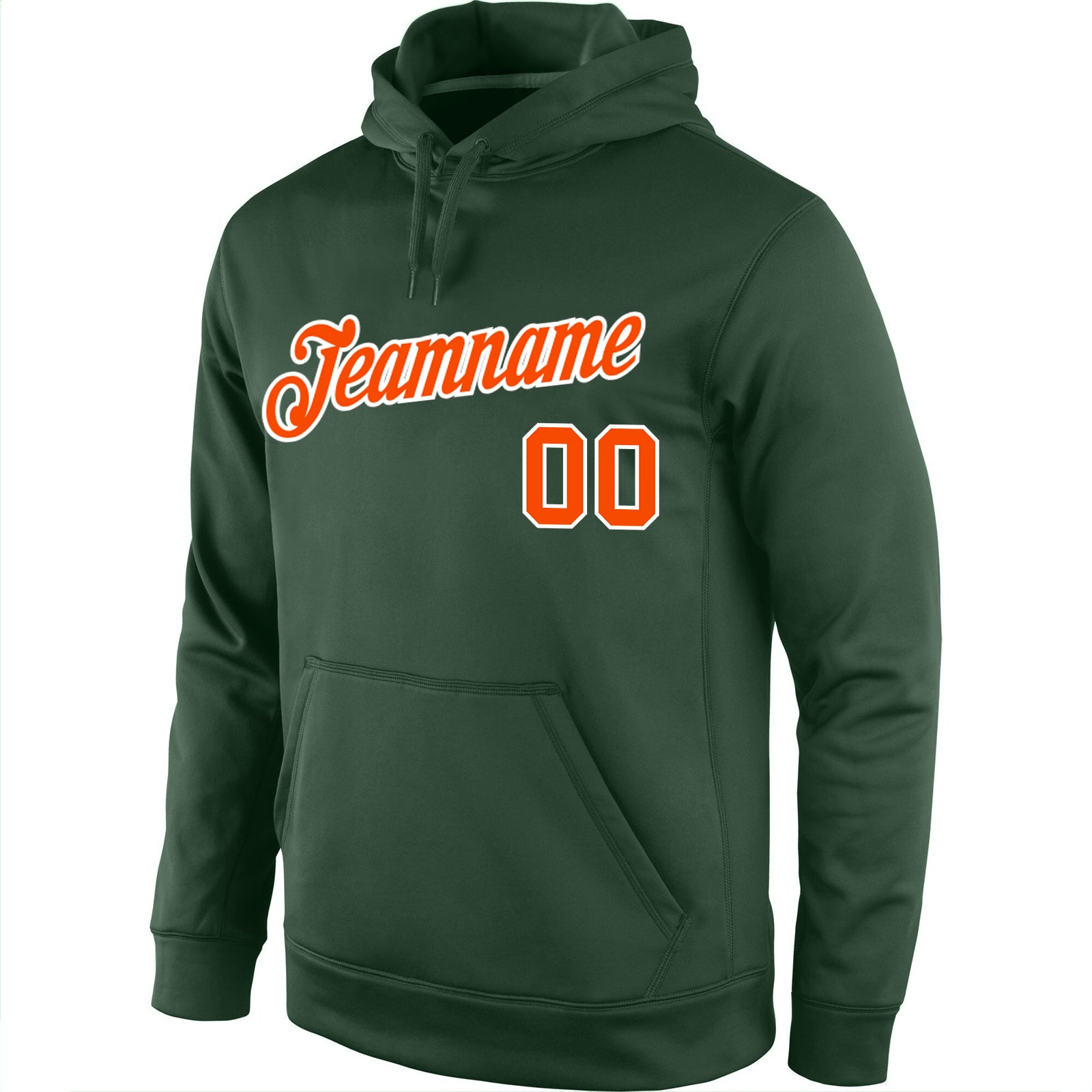 Custom Stitched Green Orange-White Sports Pullover Sweatshirt Hoodie view 2